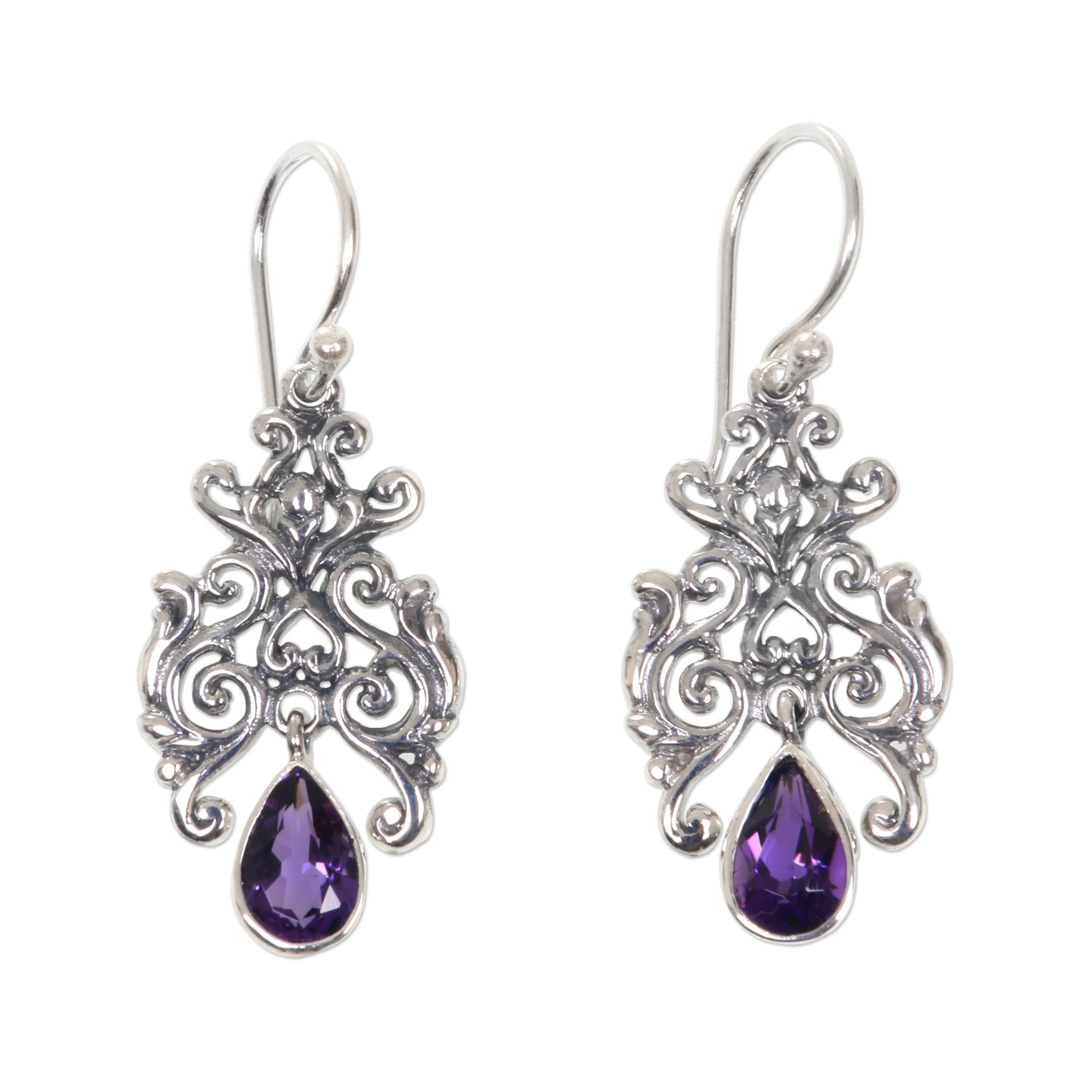 Premium Purple Forest Artisan Amethyst Dangle Earrings – Sterling Silver Elegance