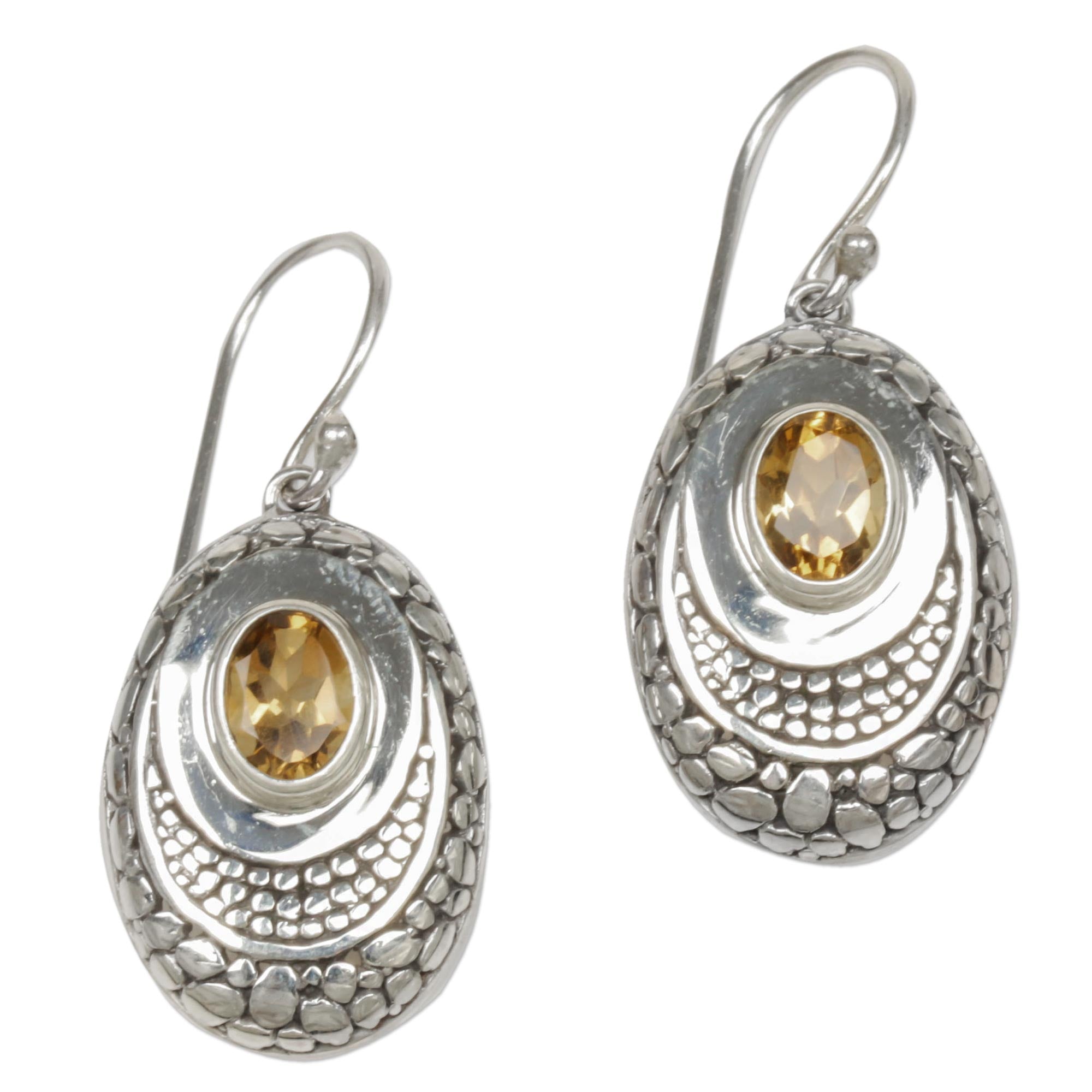 Premium Citrine Dangle Earrings – Handcrafted Sterling Silver Jewelry from Indonesia