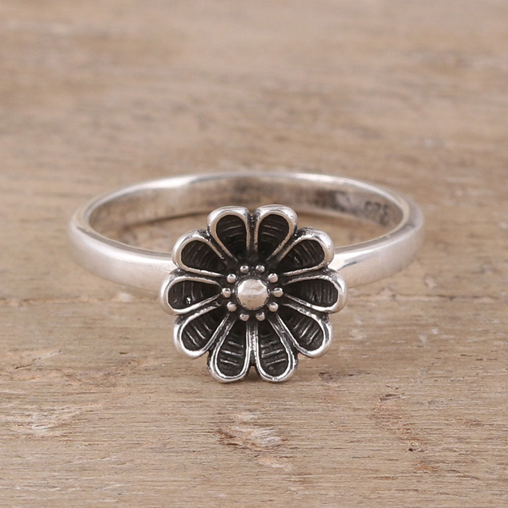 Premium Daisy Flower Sterling Silver Cocktail Ring – Handcrafted in India