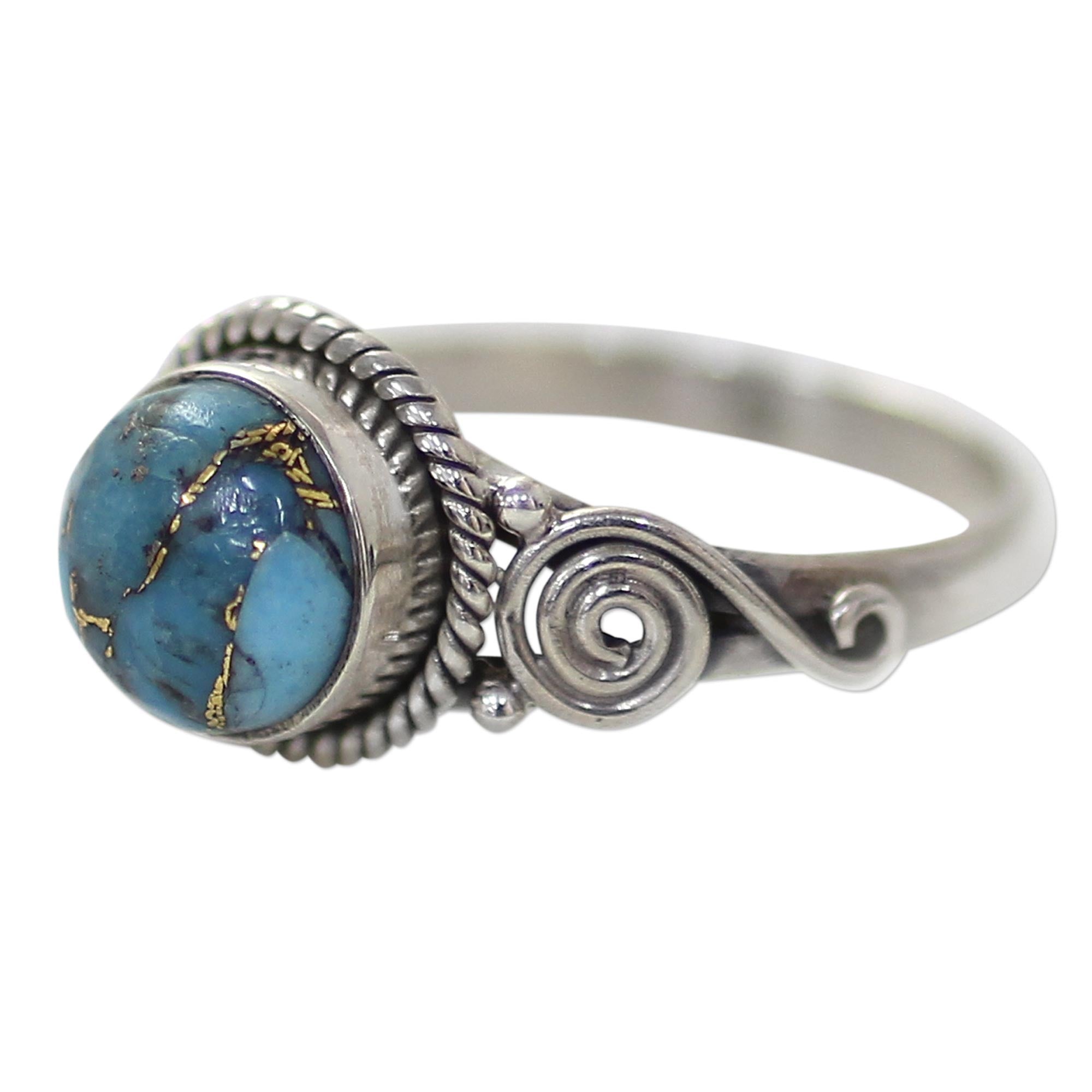 Premium Blue Attunement Sterling Silver & Turquoise Cocktail Ring