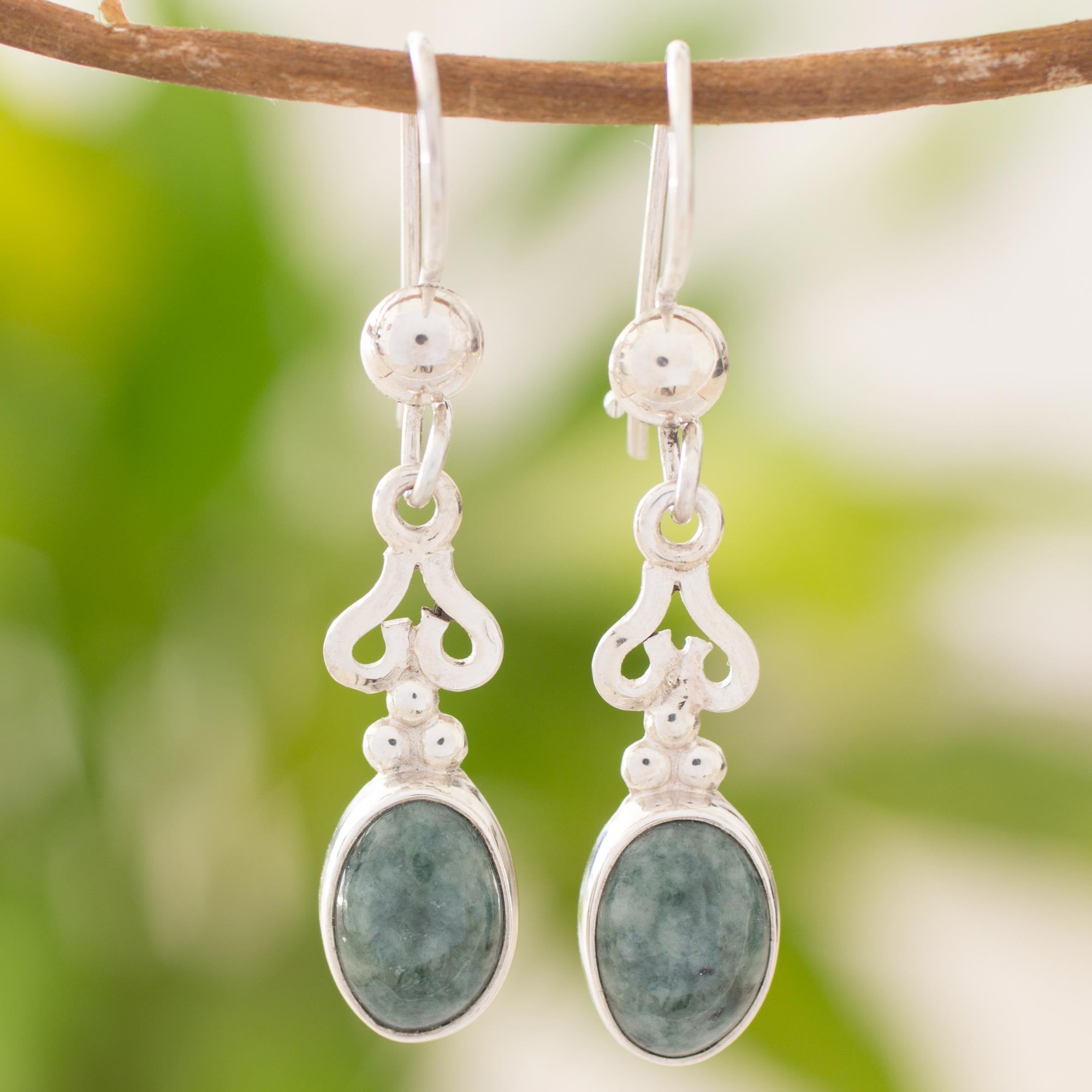 Premium Romantic Jade Dangle Earrings - Handcrafted Sterling Silver