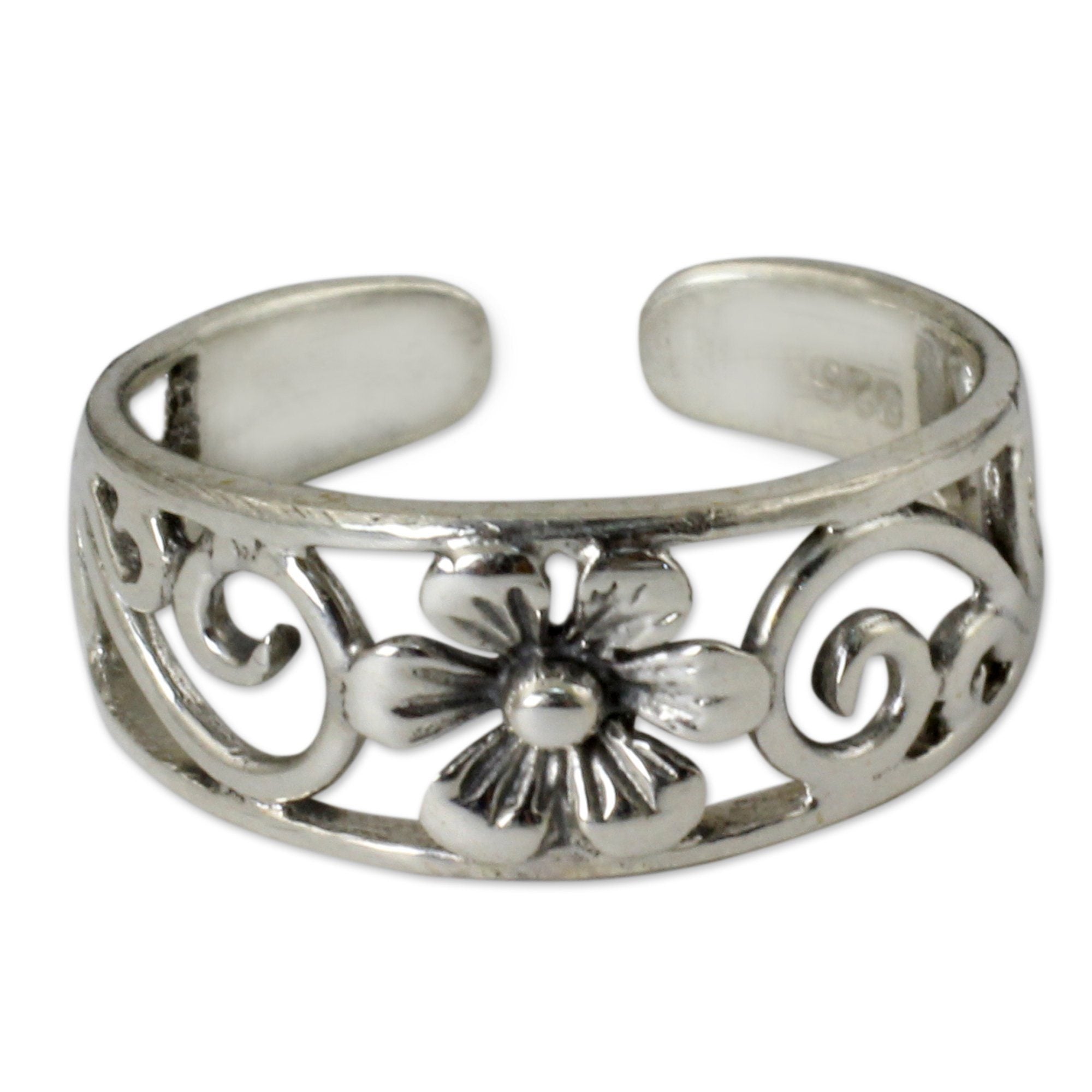 Premium Sterling Silver Toe Ring - Blossoming Paths Design