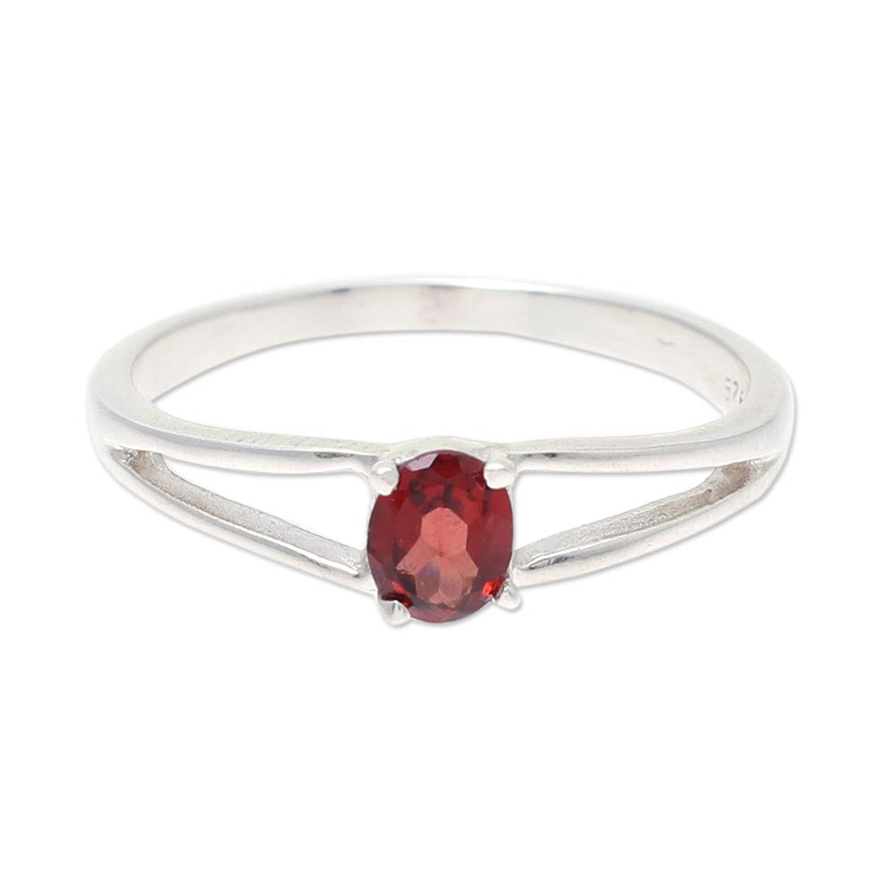 Premium Fiery Solitaire Garnet Ring – Handcrafted Sterling Silver Jewelry