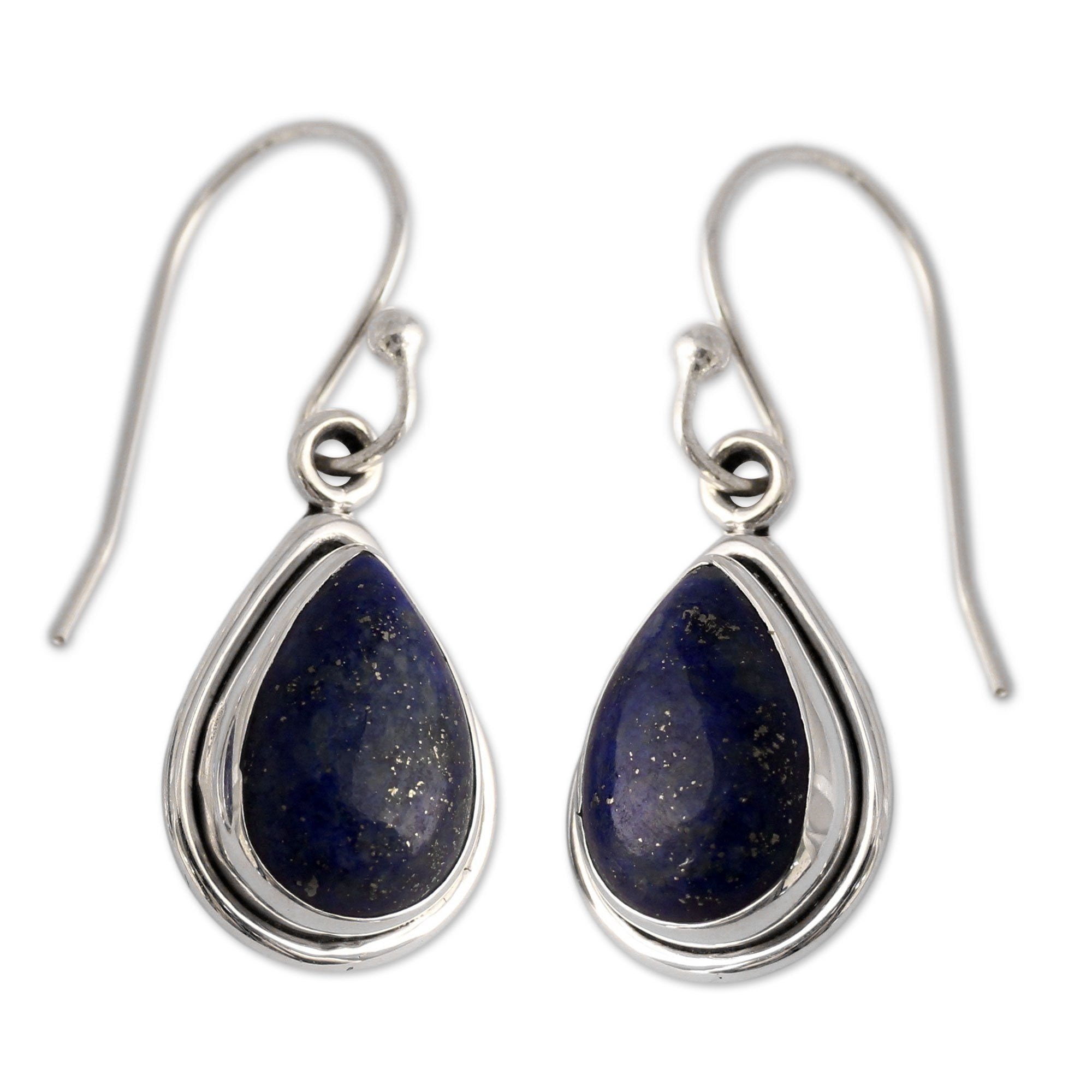 Premium Blue Lapis Lazuli Teardrop Earrings – Handcrafted Elegance