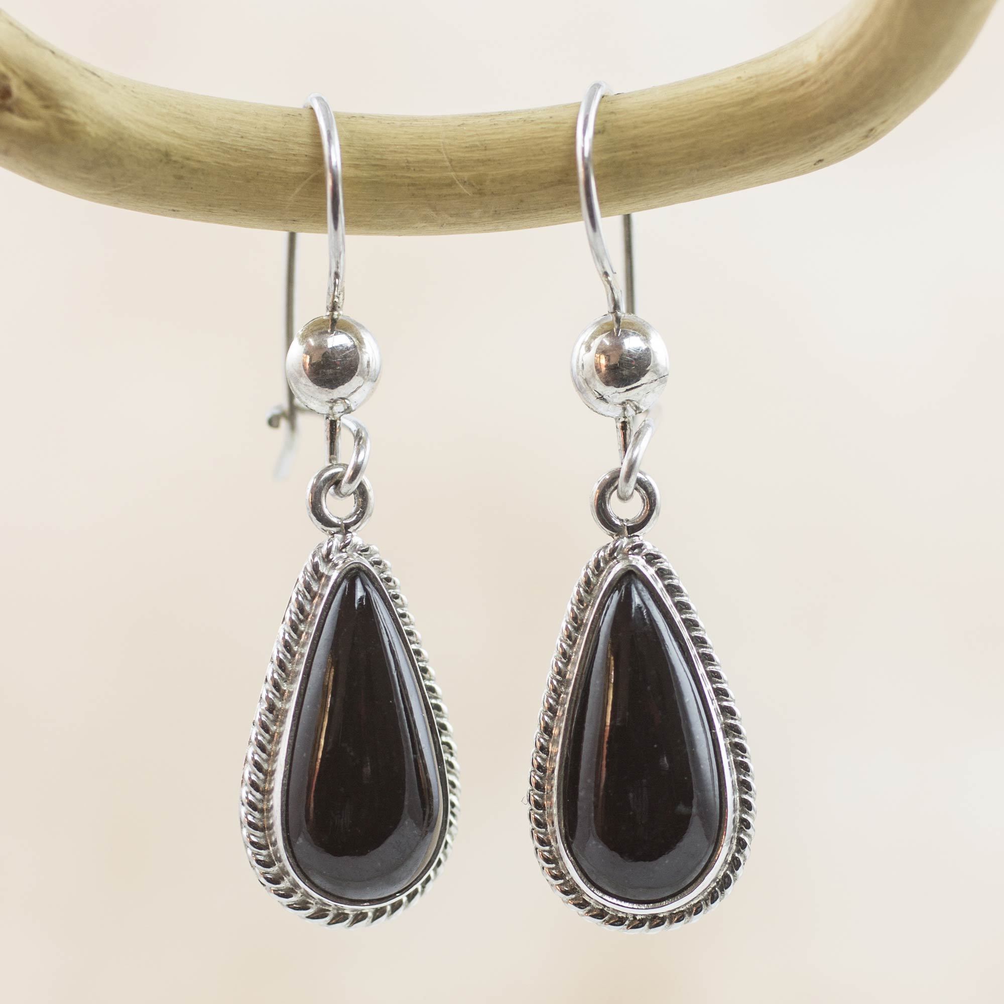 Premium Jade Teardrop Sterling Silver Drop Earrings - Handcrafted Elegance