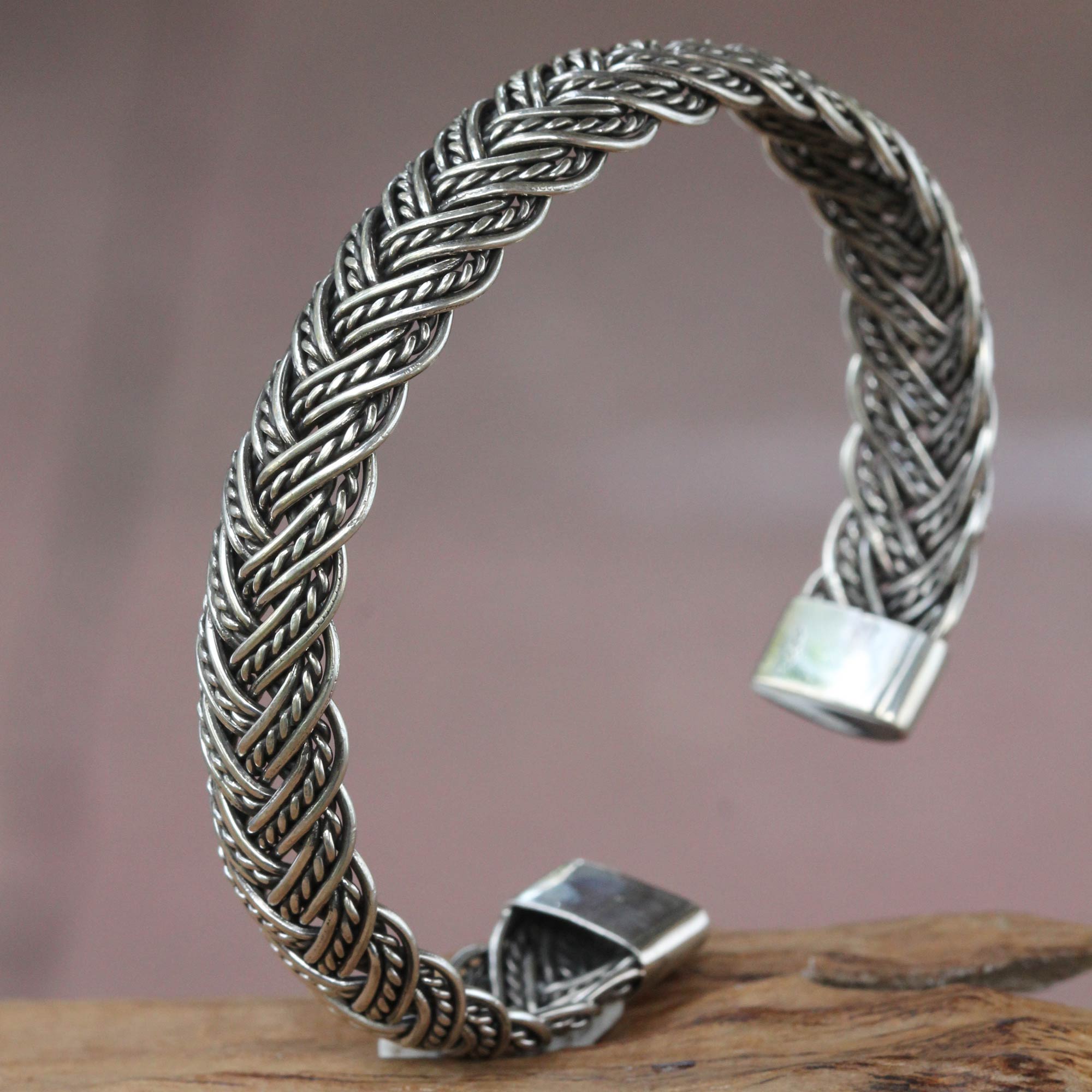 Premium Balinese Sterling Silver Braided Cuff Bracelet