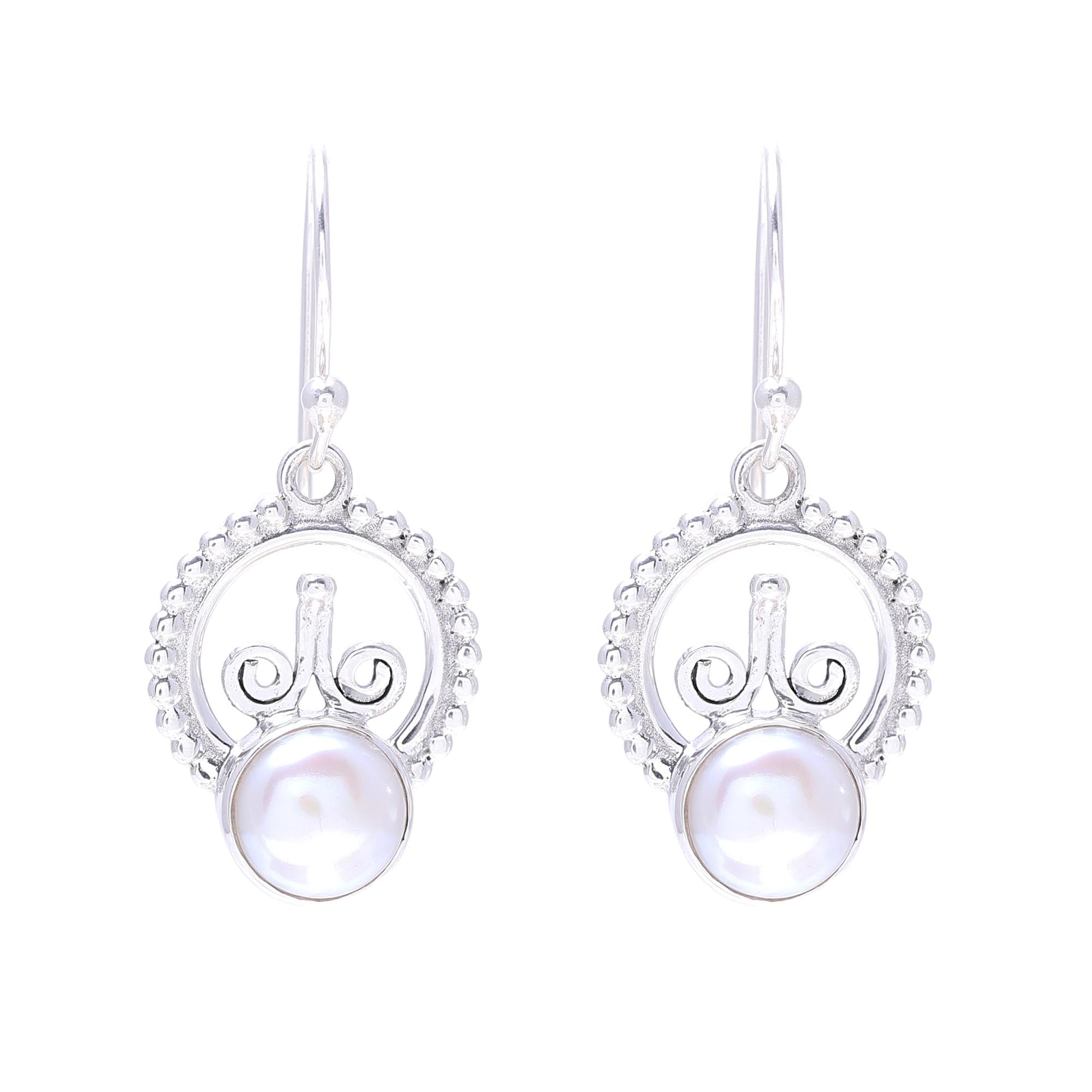 Premium Crowned Pearl Sterling Silver Dangle Earrings – Handcrafted Elegance