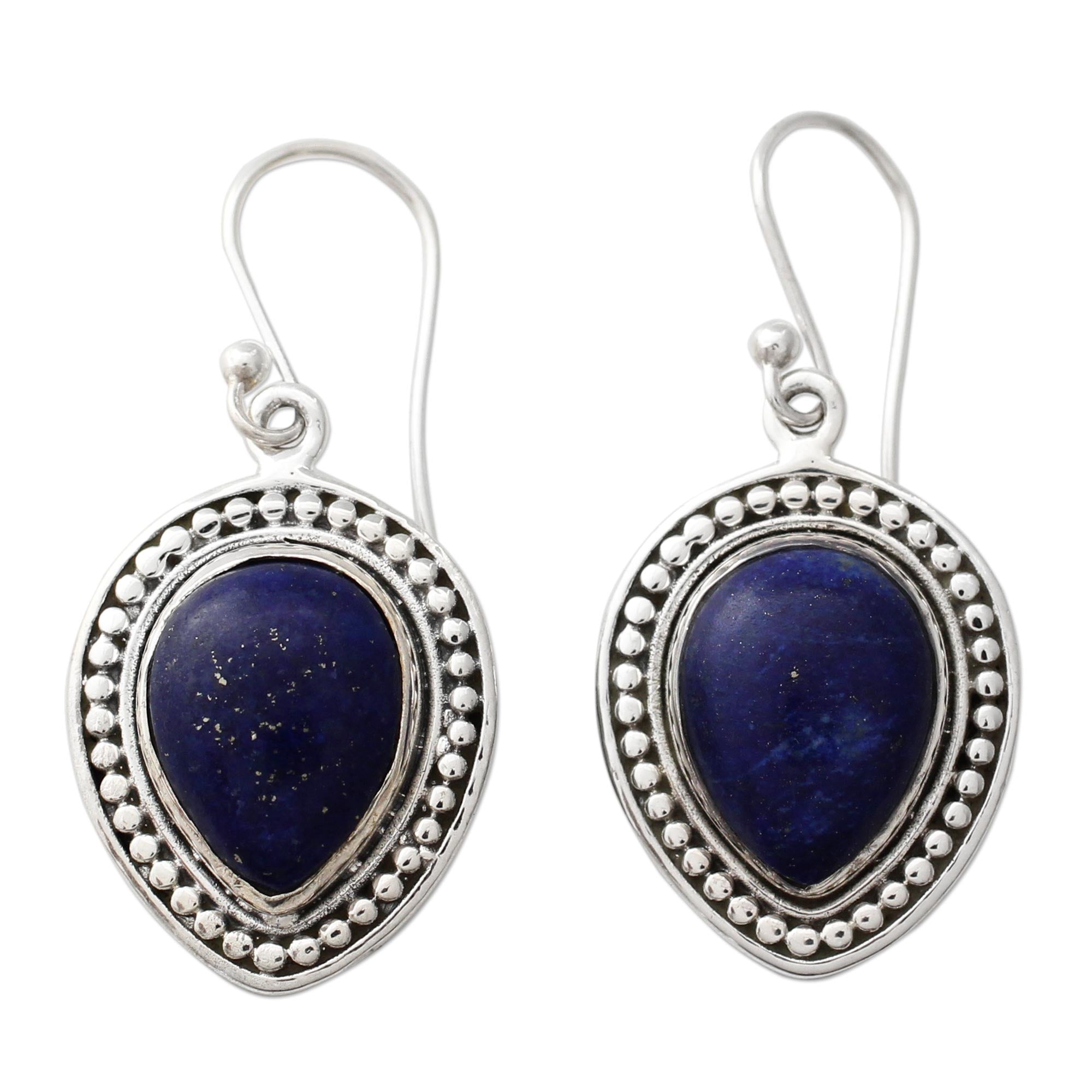 Premium Royal Droplets Lapis Lazuli Dangle Earrings - Handcrafted Sterling Silver Jewelry