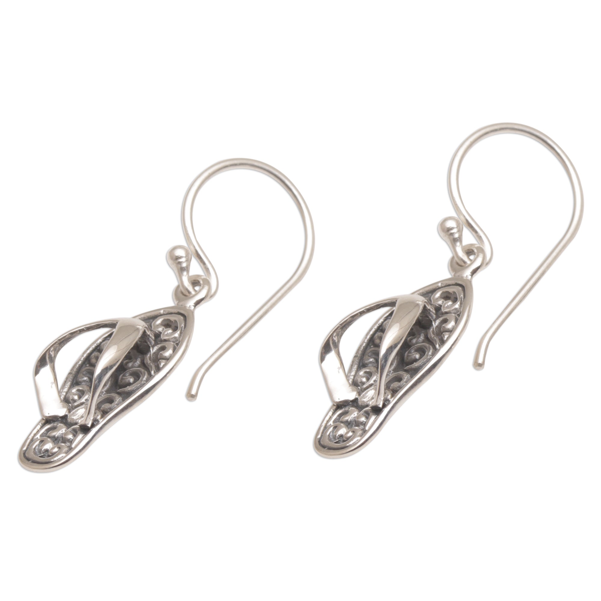 Premium Handmade Sterling Silver Sandal Dangle Earrings from Bali