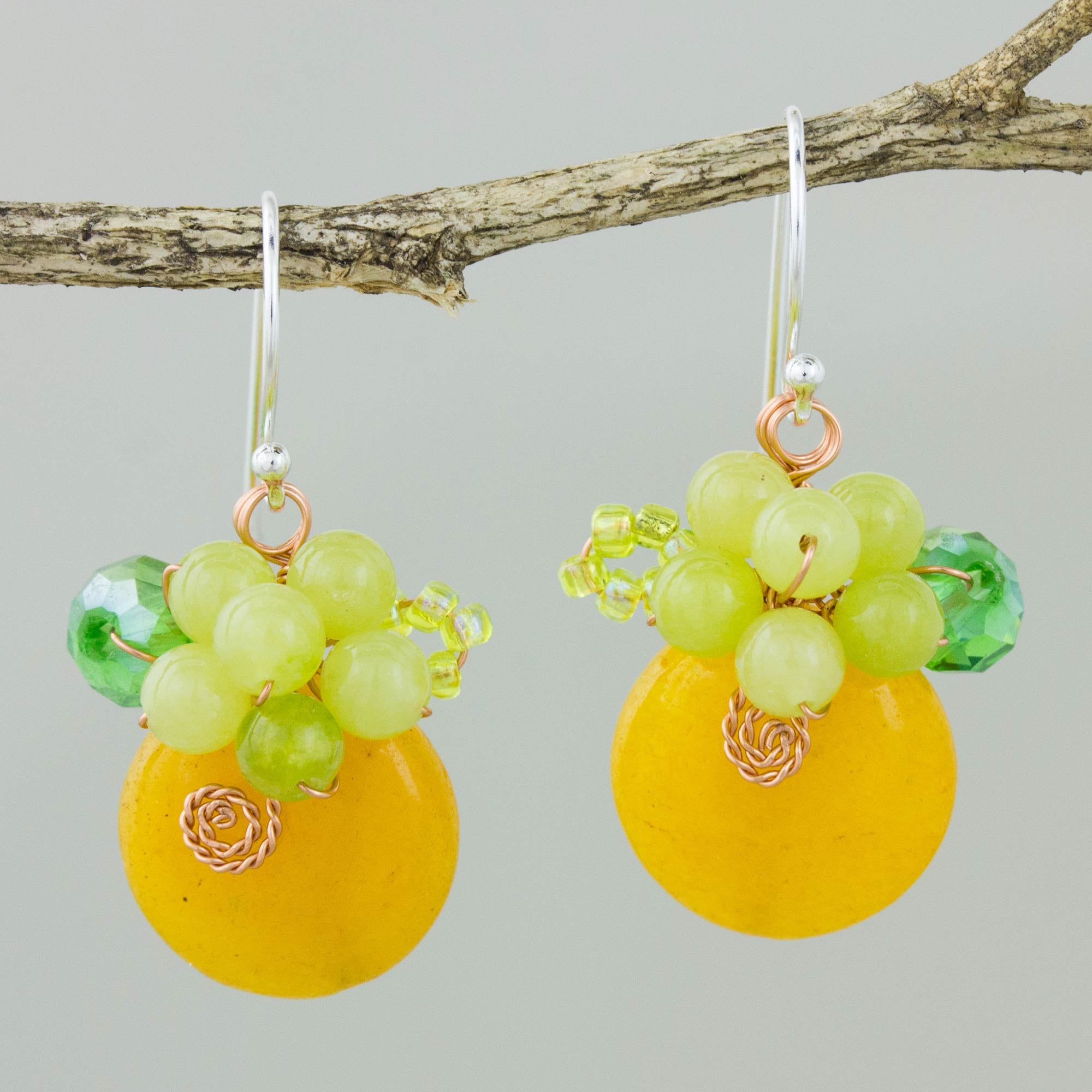 Premium Moonlight Garden Orange Quartz Dangle Earrings