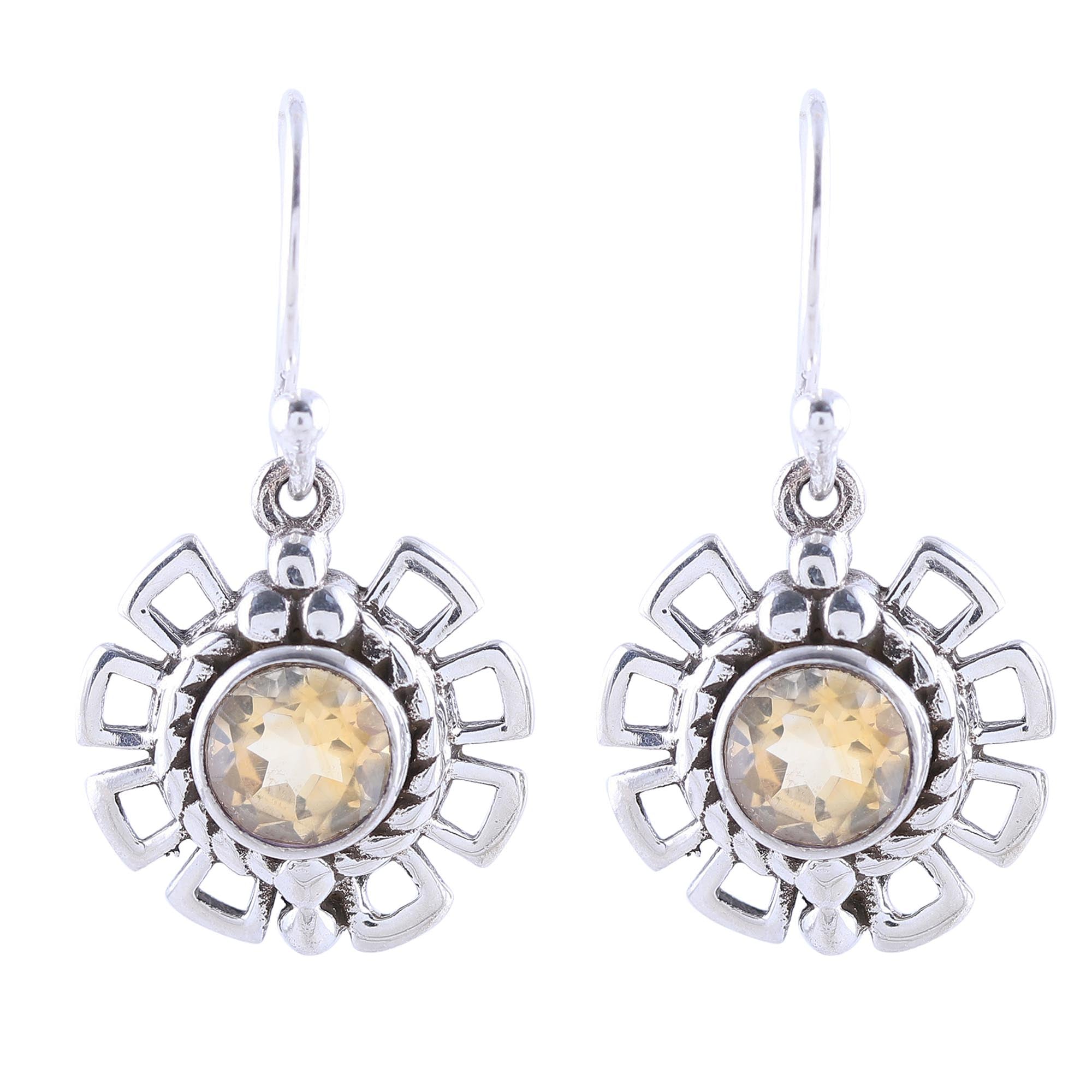 Premium Gleaming Citrine Dangle Earrings - Handcrafted in India