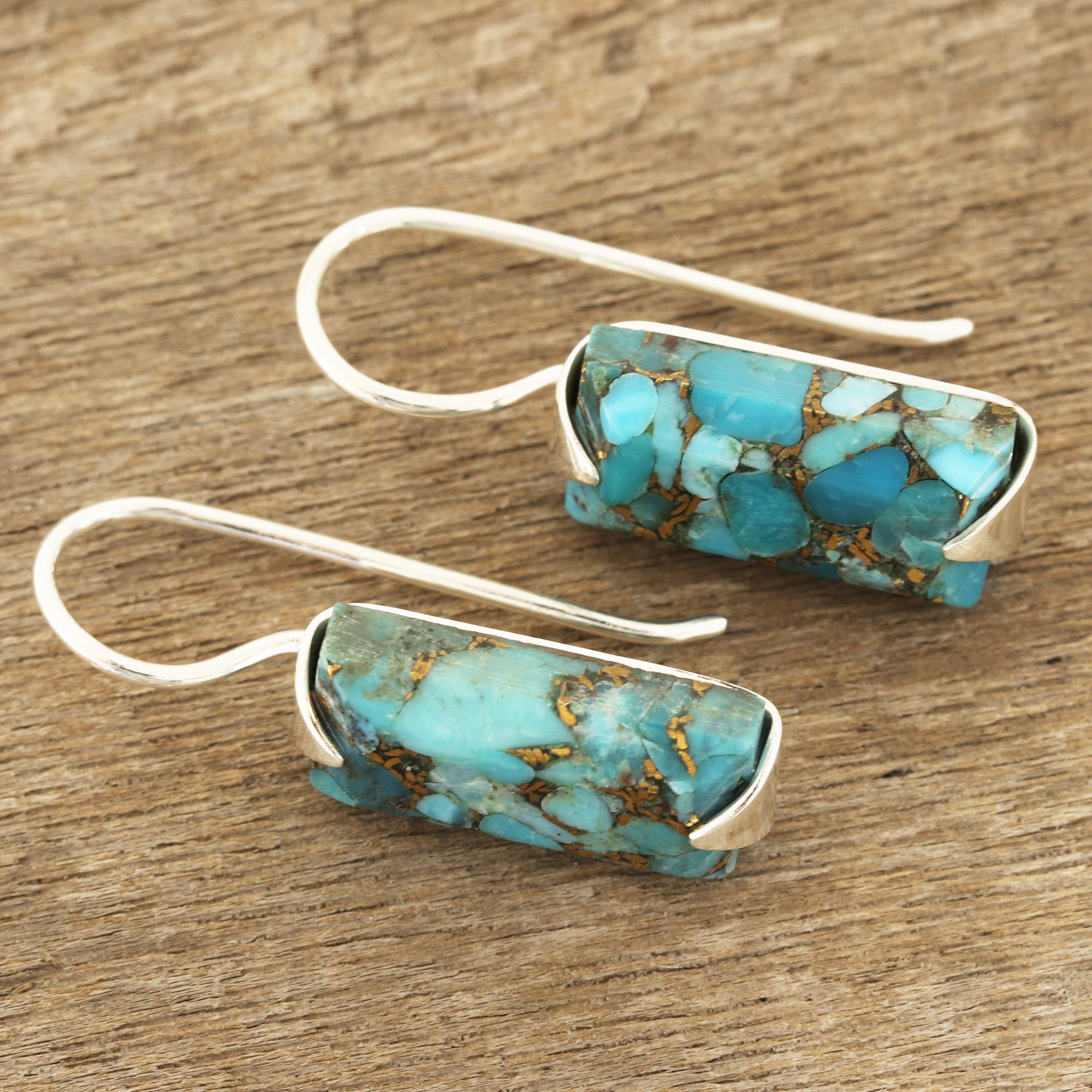 Premium Blue Composite Turquoise Drop Earrings - Handcrafted in India