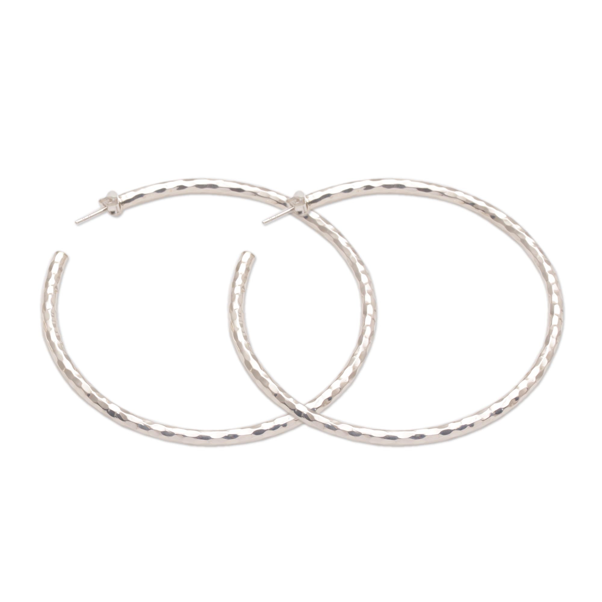 Premium Glimmering Memories Sterling Silver Half-Hoop Earrings - Handcrafted in Bali