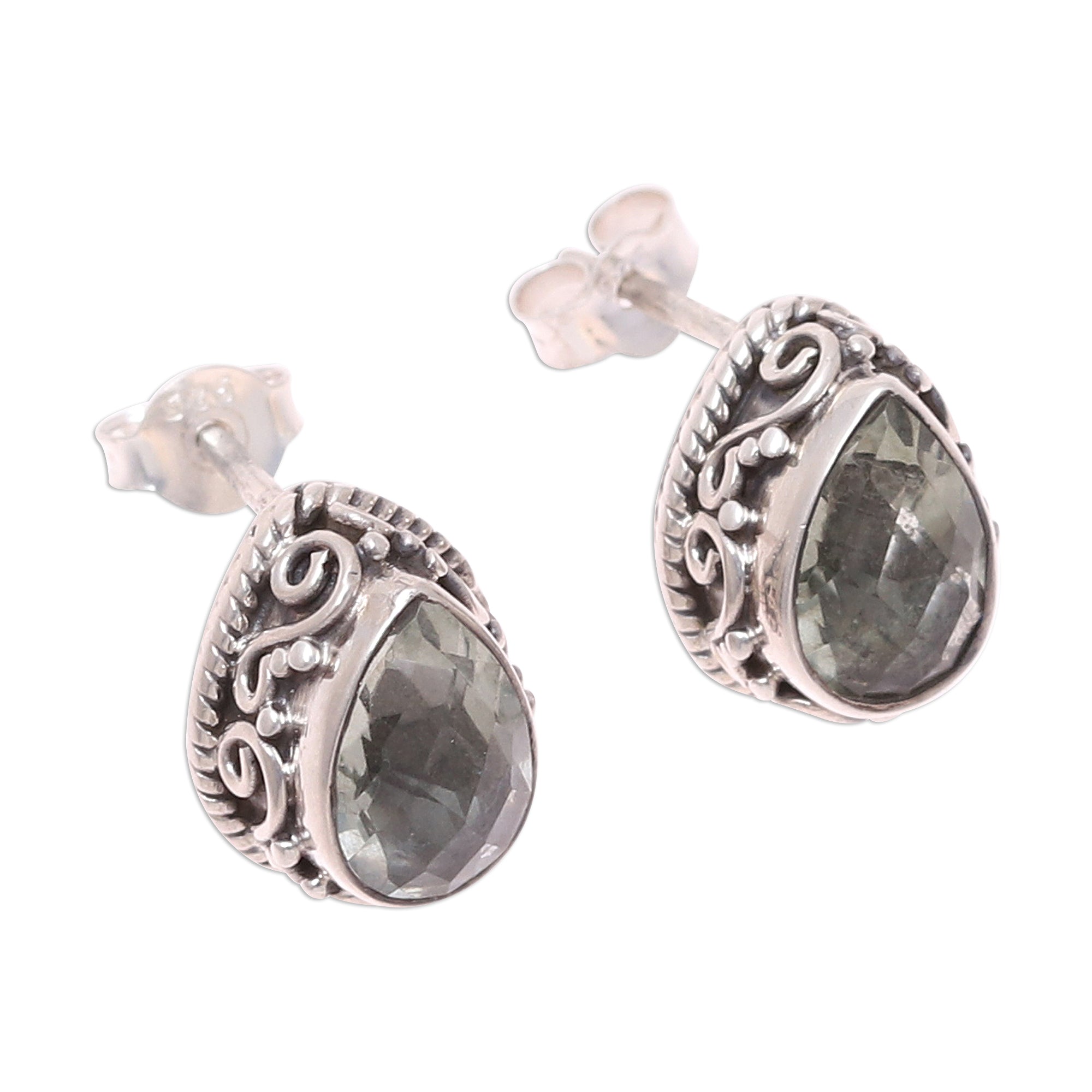 Premium Verdant Mist 3-Carat Prasiolite Teardrop Earrings – Sterling Silver Elegance