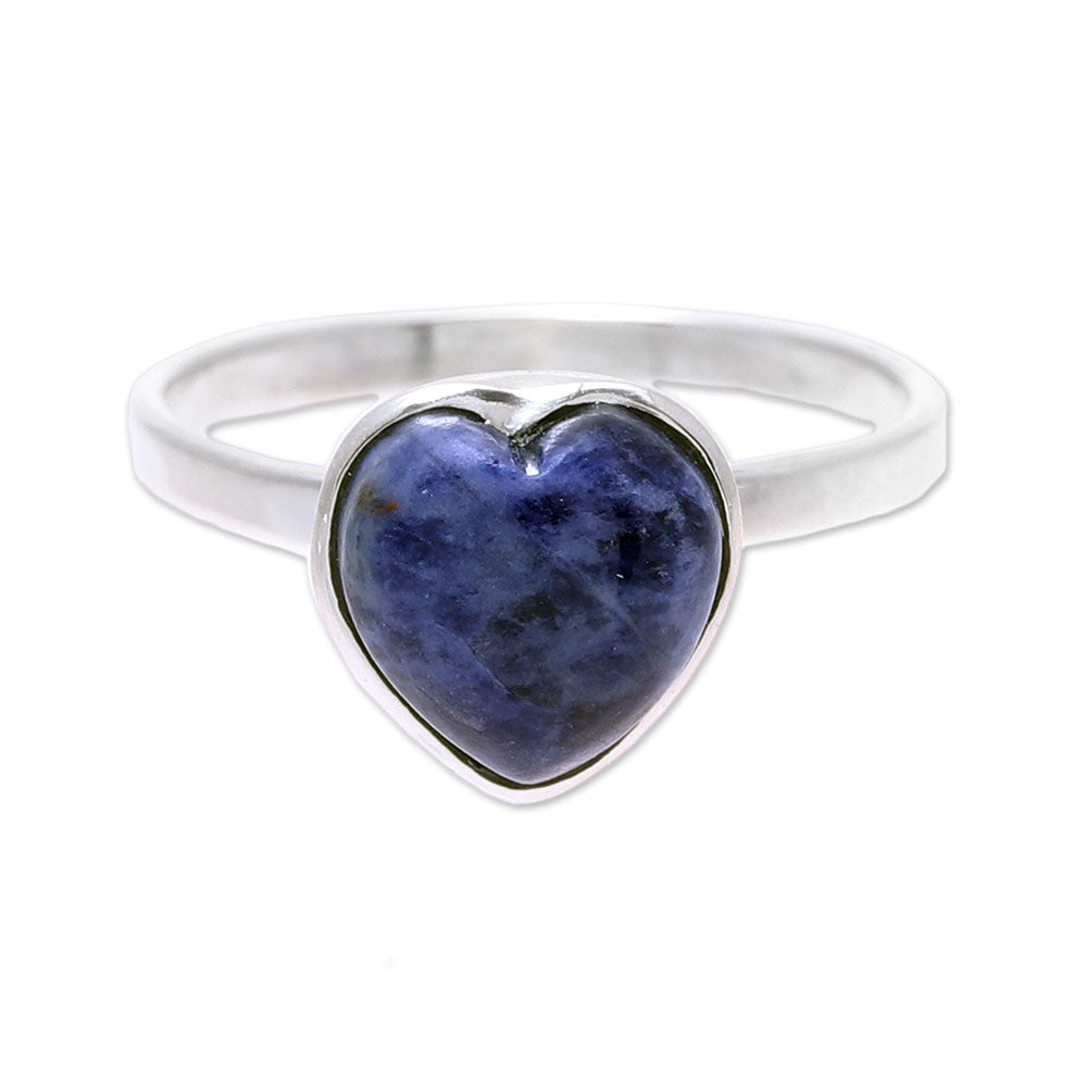 Premium Heart-Shaped Sodalite Cocktail Ring – Handcrafted in India