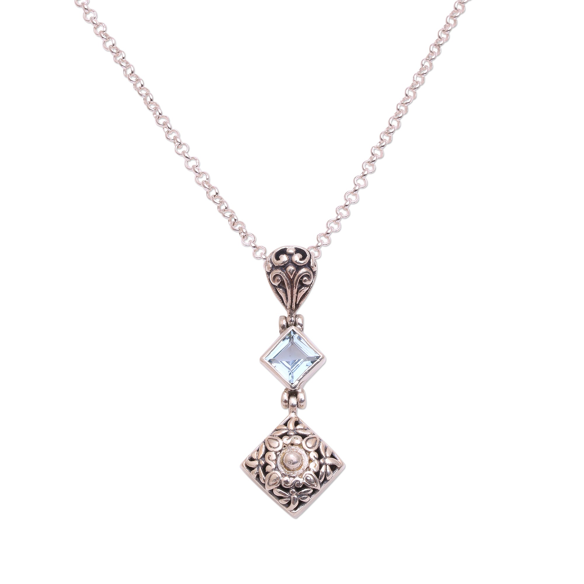 Premium Dragonfly Elegance Necklace: Blue Topaz & Sterling Silver Pendant