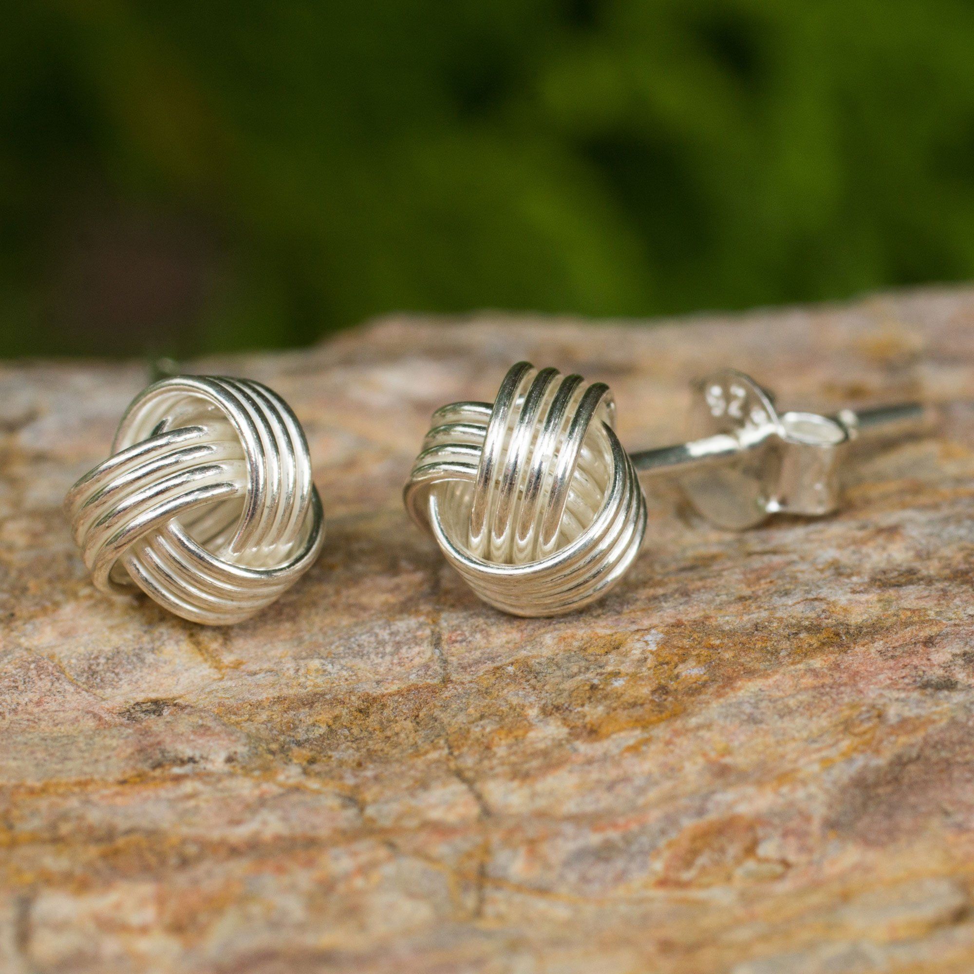 Premium Sterling Silver Button Knot Earrings