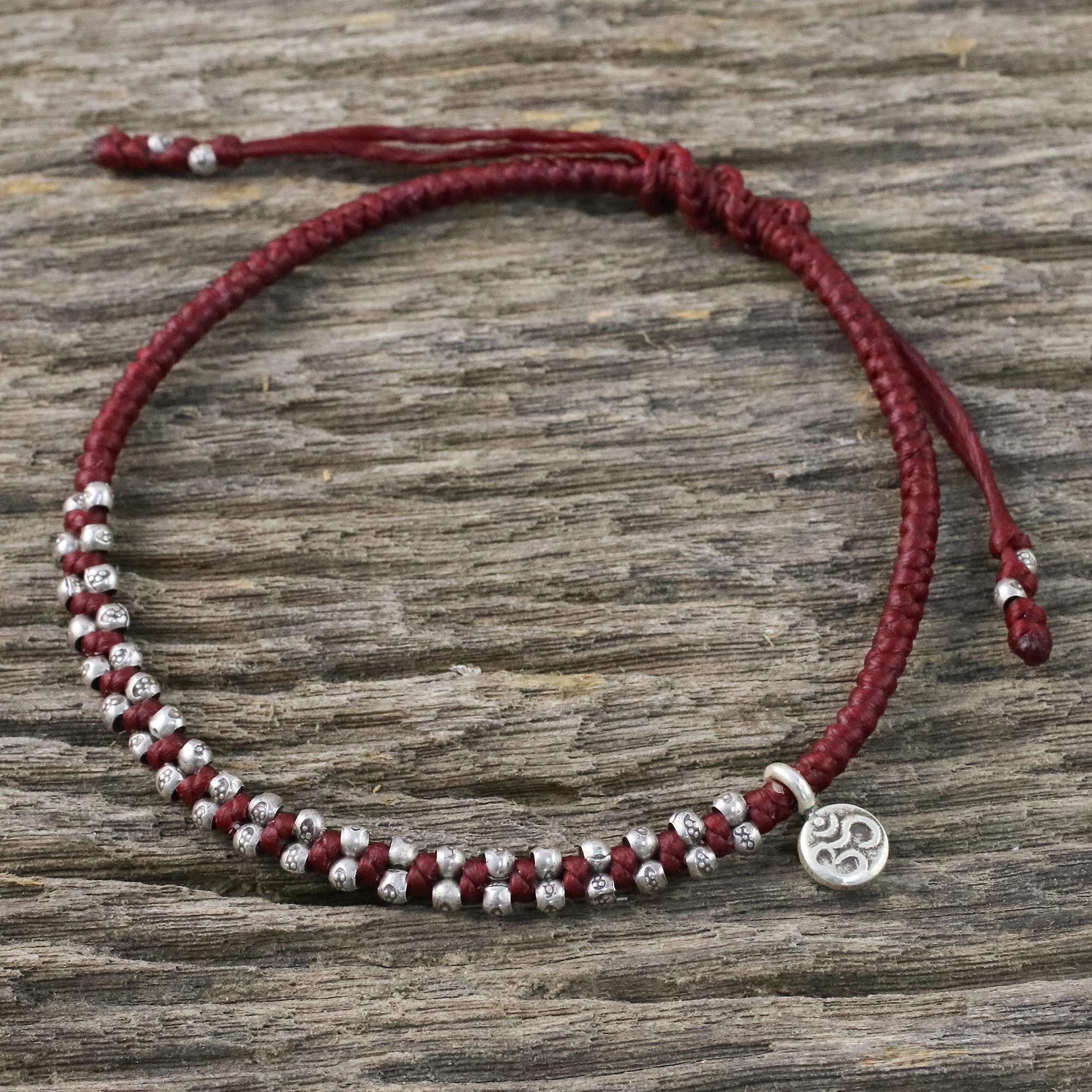 Premium Bohemian Crimson Bracelet - Handcrafted Silver Charm