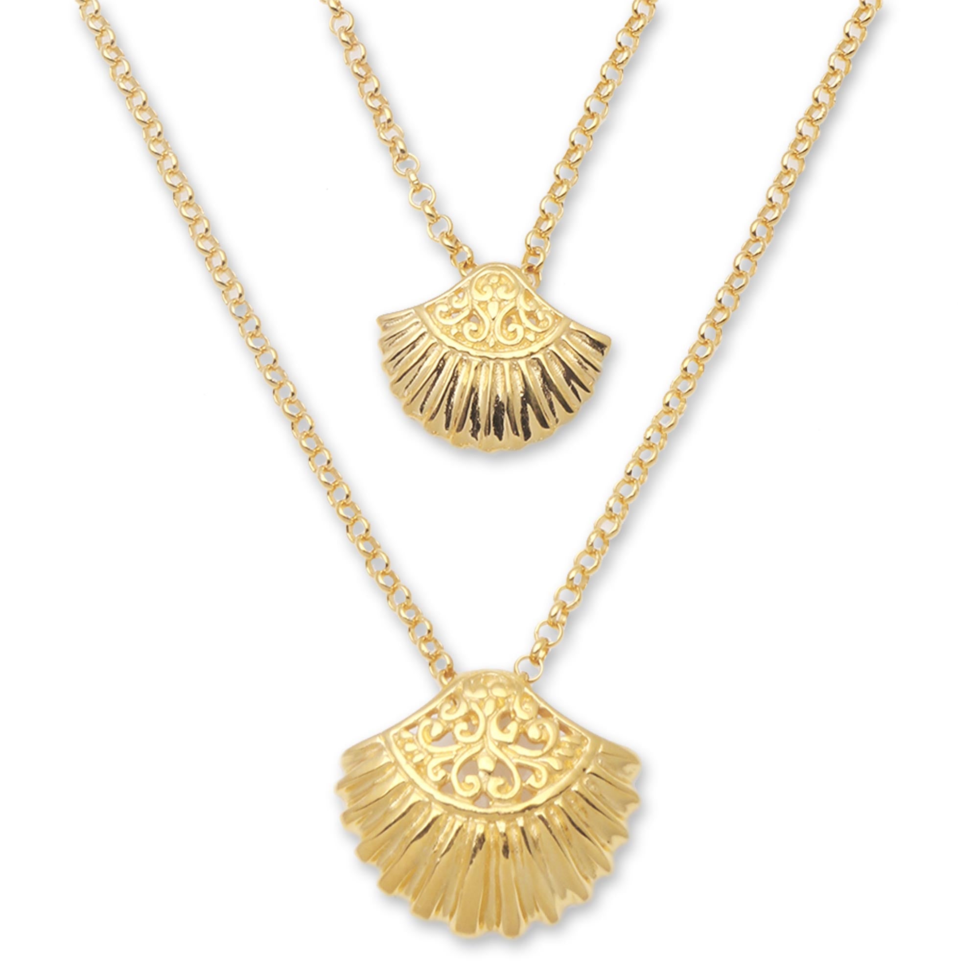 Premium 18K Gold Plated Sterling Silver Seashell Pendant Necklace