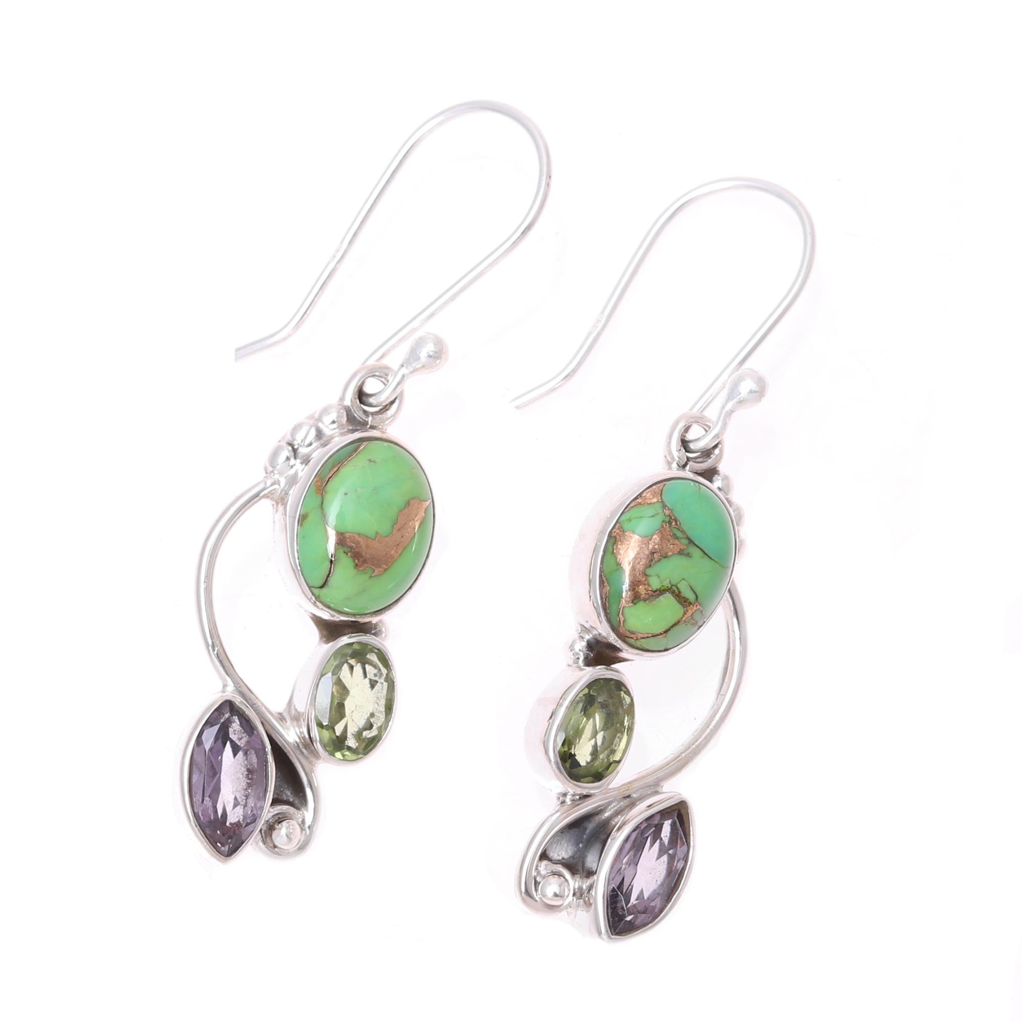 Premium Multi-Gemstone Dangle Earrings | Handcrafted Sterling Silver Jewelry