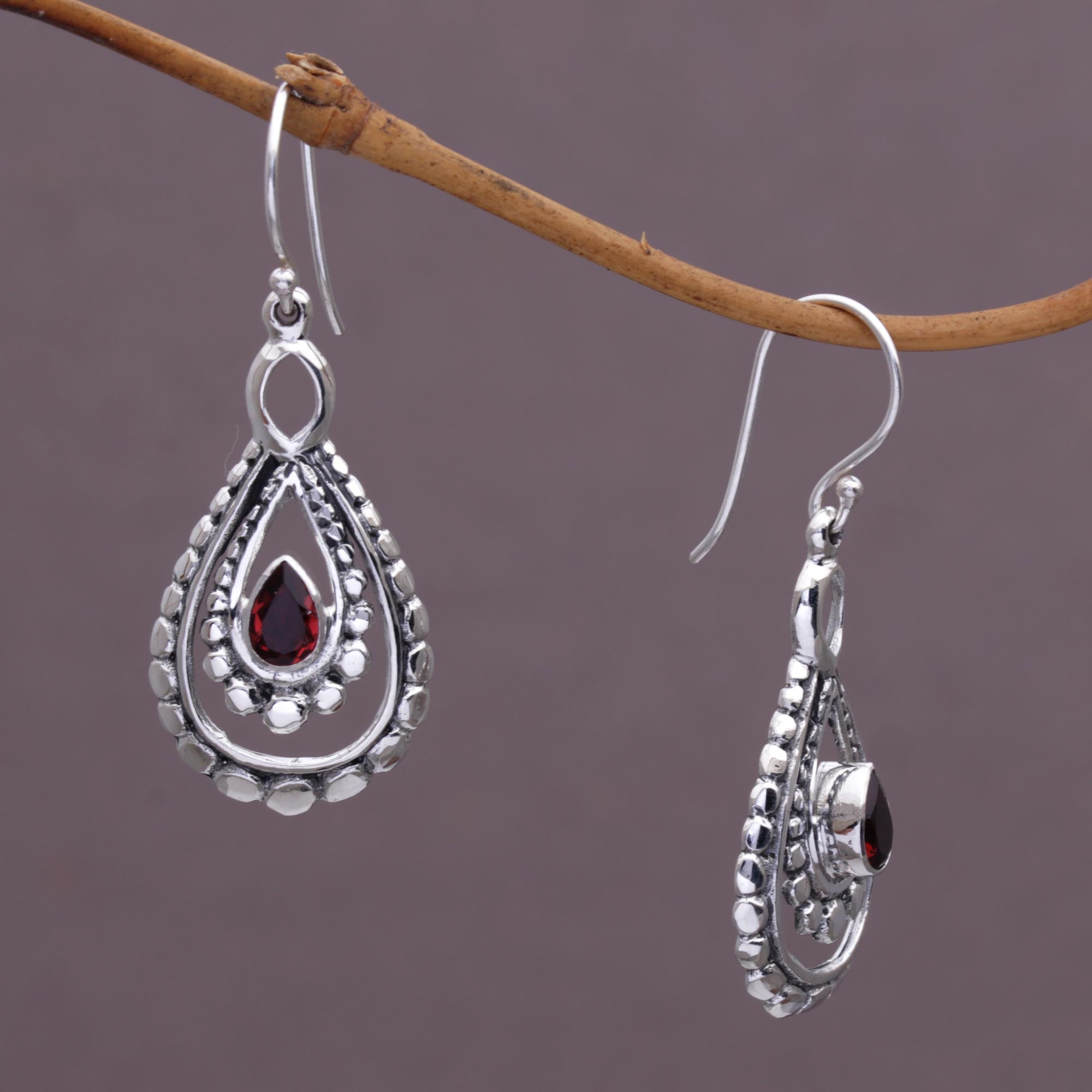 Premium Red Garnet Dangle Earrings - Ultimate Elegance