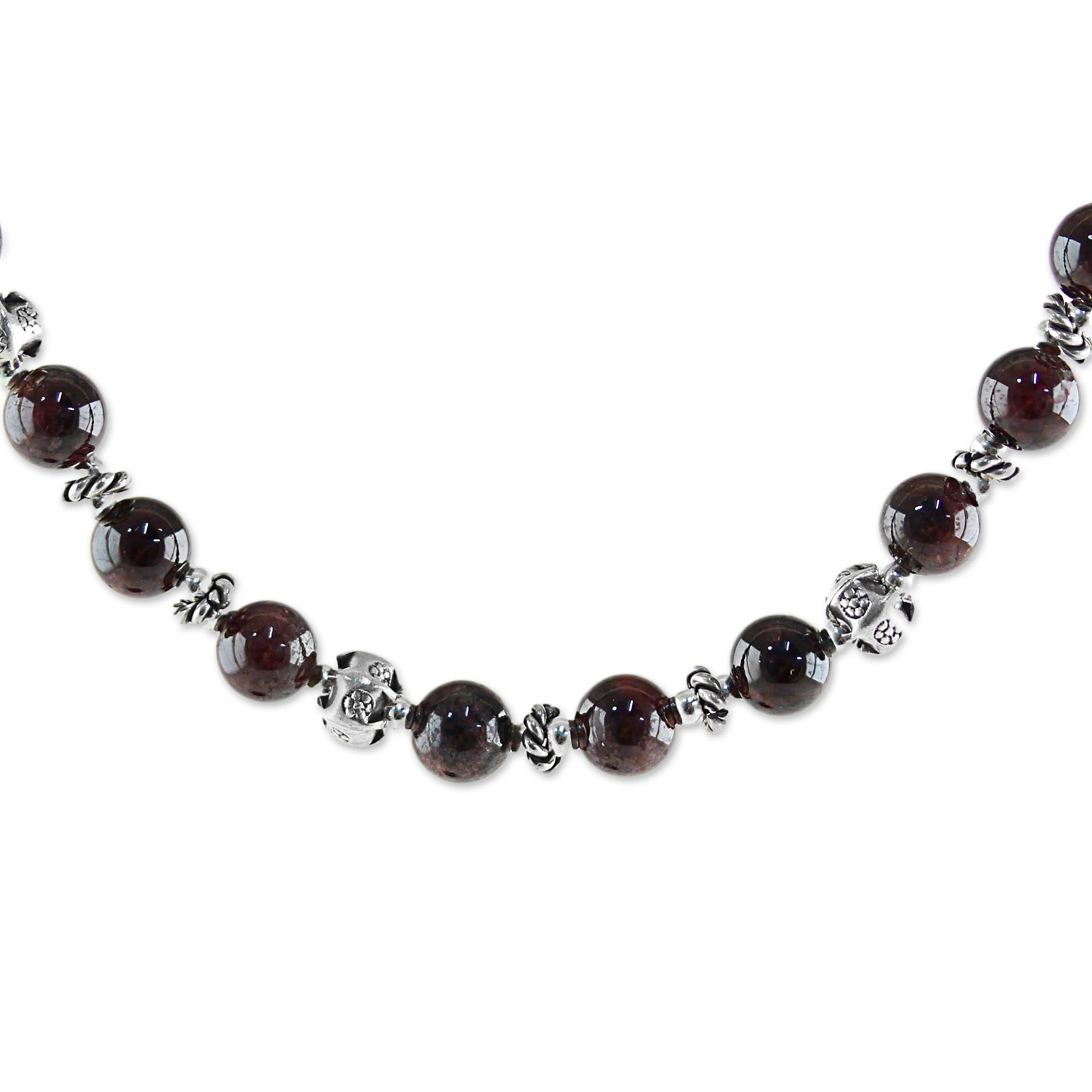 Premium Grace Garnet & 950 Silver Beaded Necklace - Handcrafted in Thailand