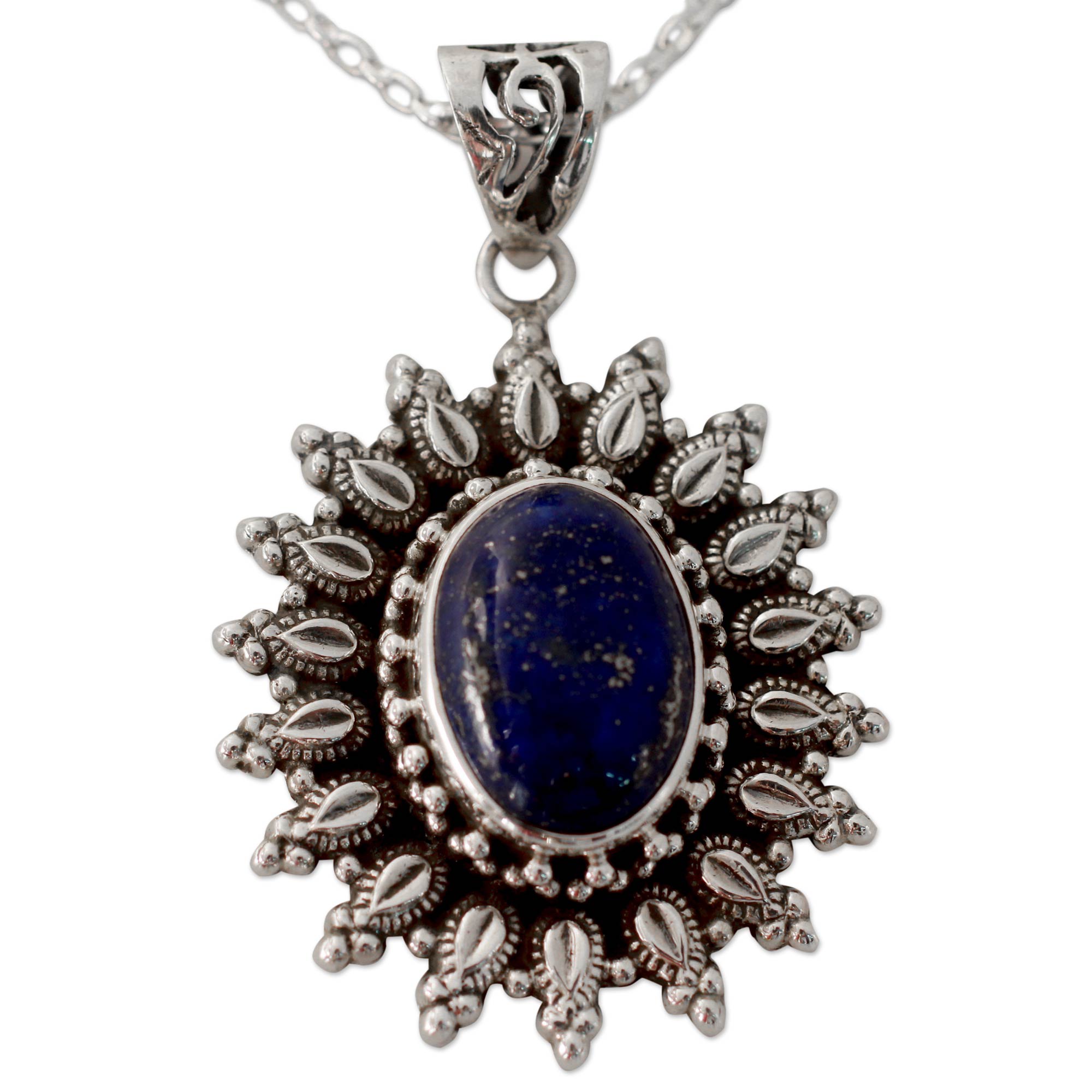 Premium Royal Allure Lapis Lazuli Pendant Necklace - Handcrafted Sterling Silver Jewelry