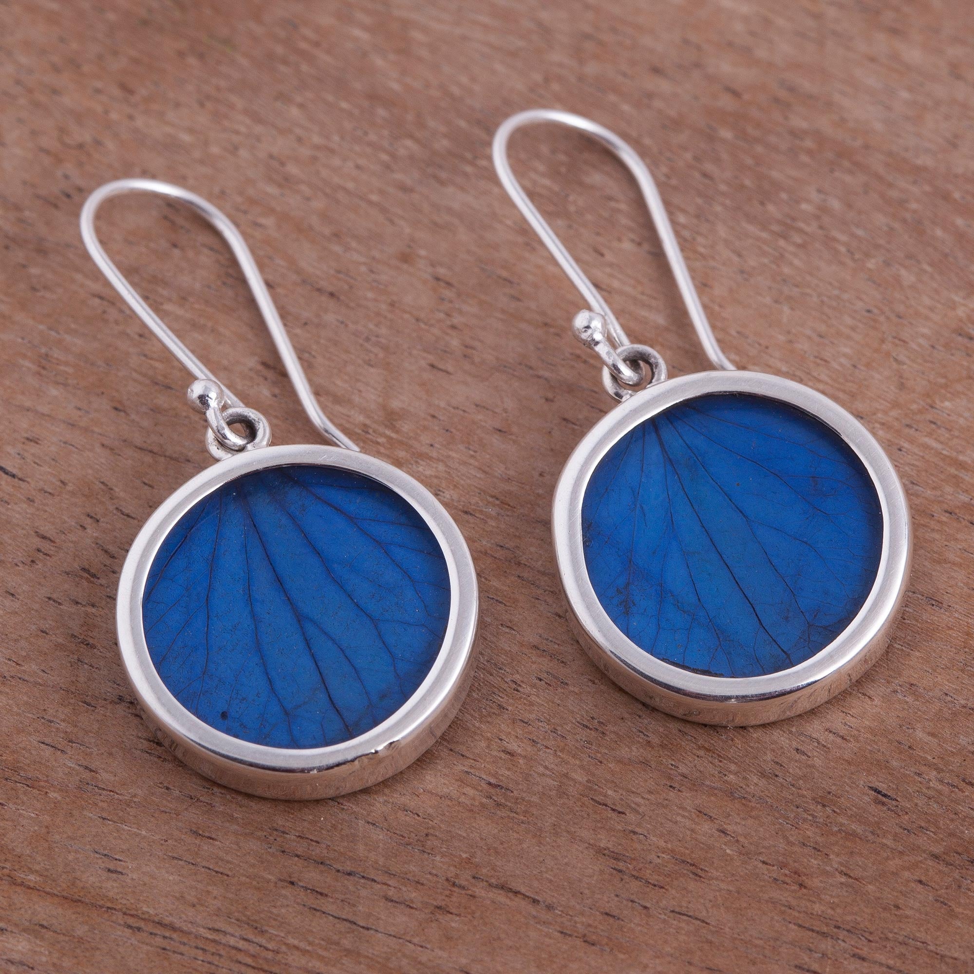 Premium Blue Eden Sterling Silver Leaf Dangle Earrings - Handcrafted in Peru