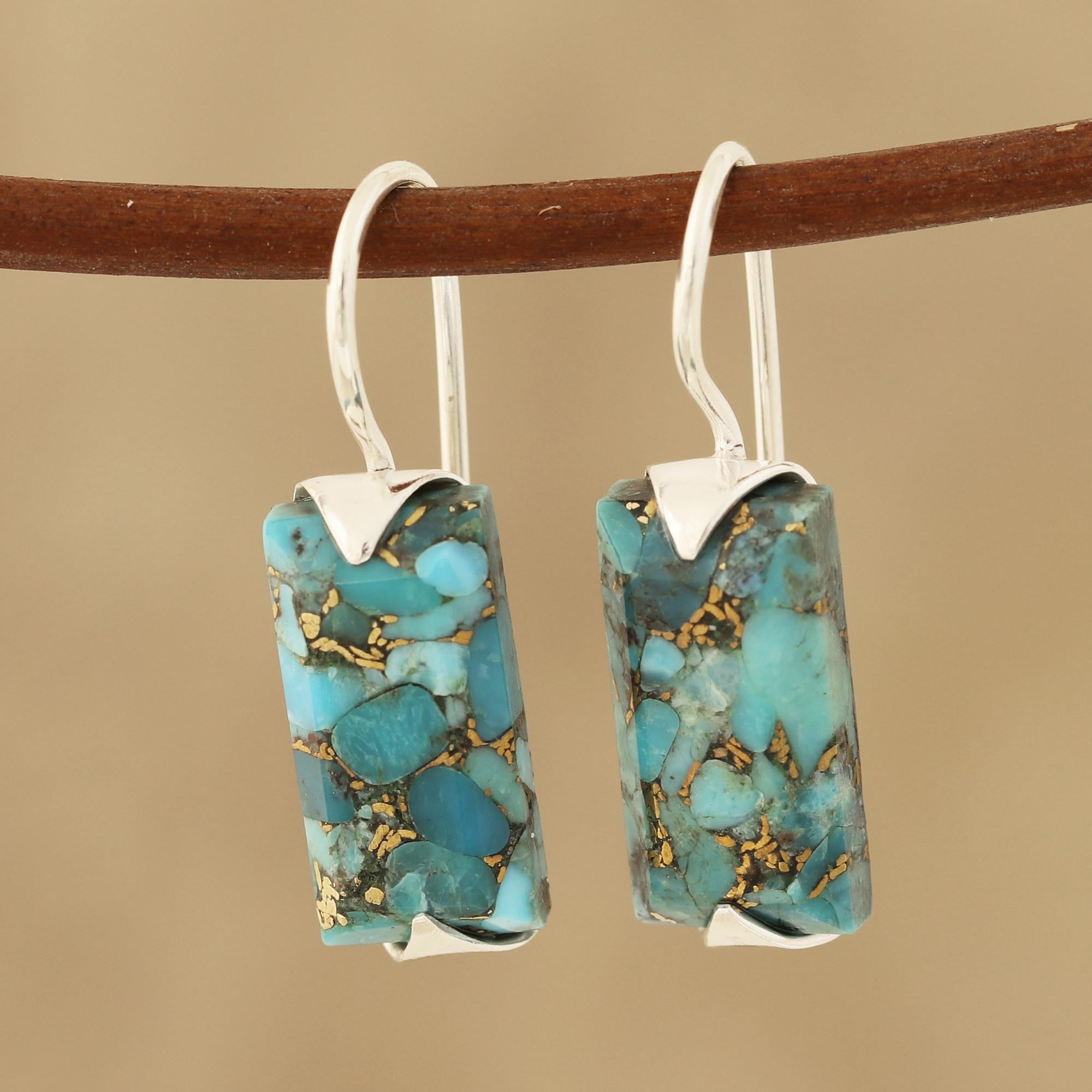 Premium Blue Composite Turquoise Drop Earrings - Handcrafted in India