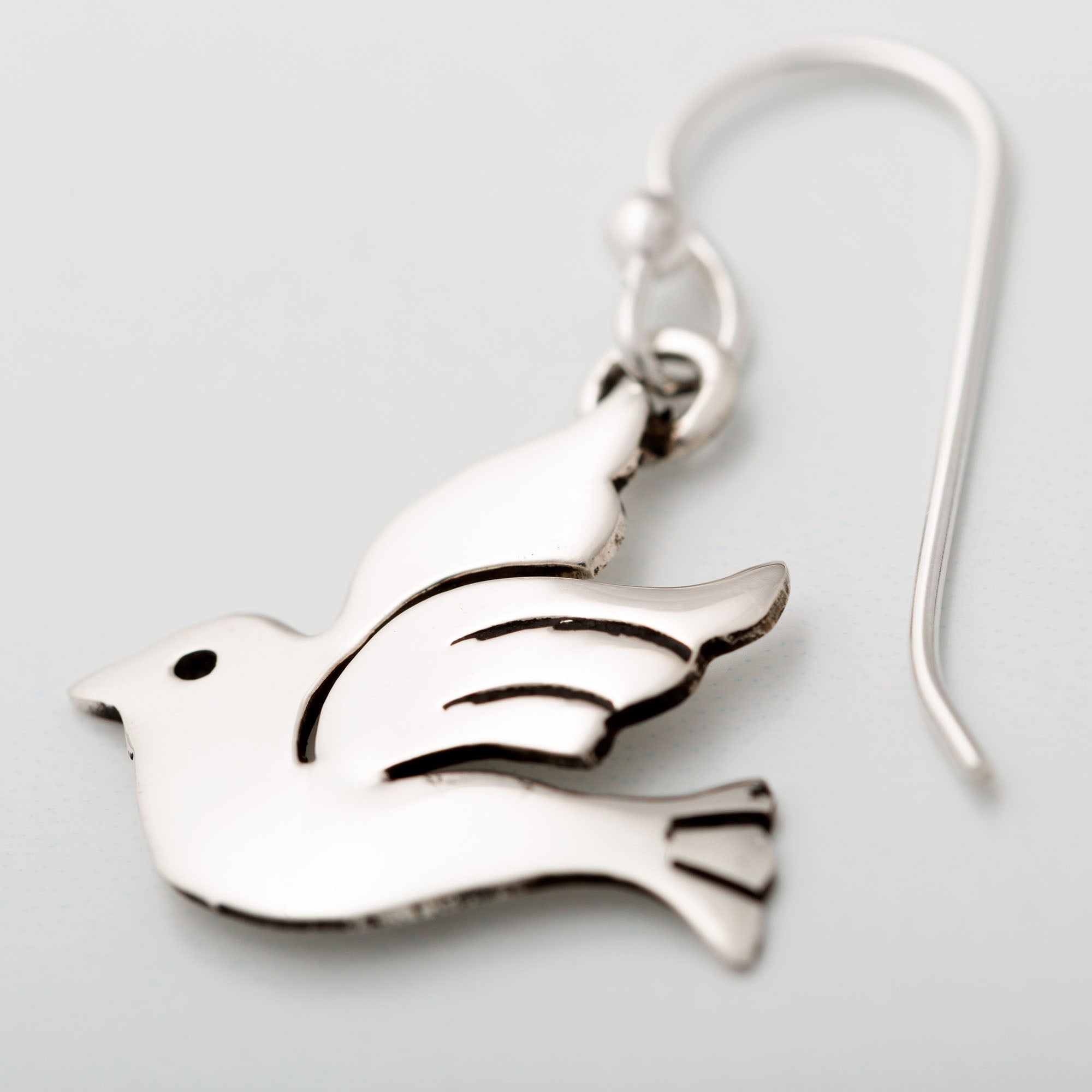 Premium Peace Dove Sterling Silver Earrings - Handcrafted Elegance