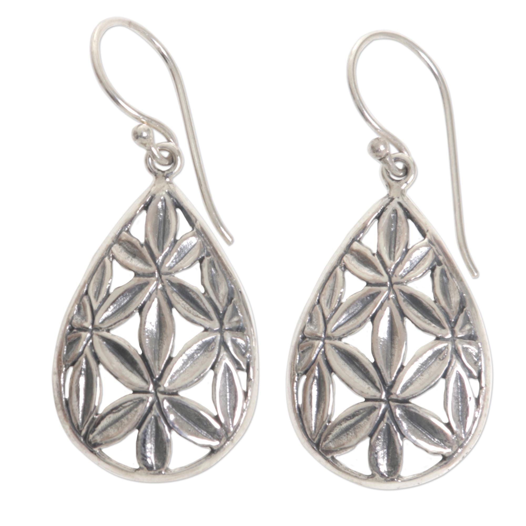 Premium Bamboo Leaf Sterling Silver Dangle Earrings – Handcrafted in Indonesia