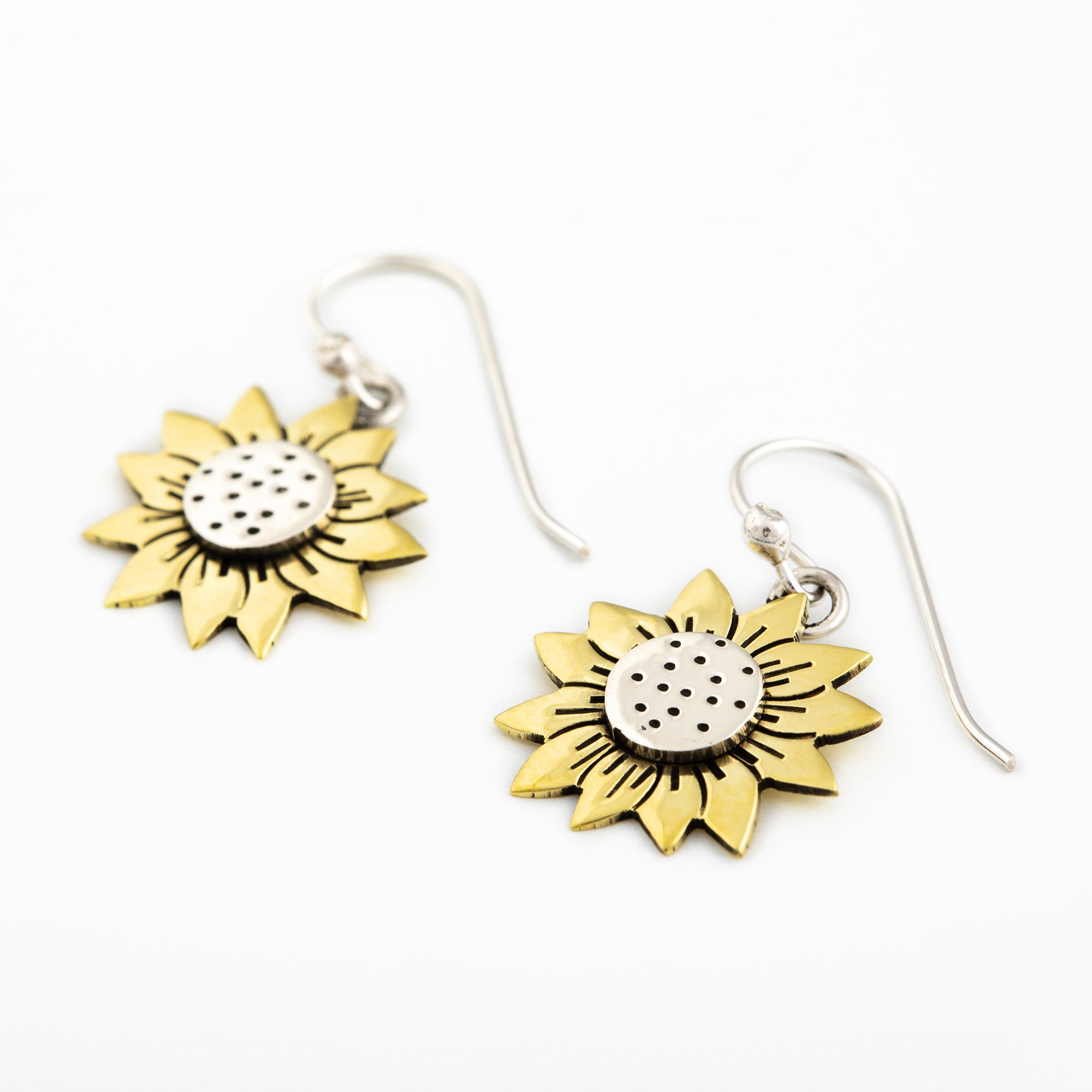 Premium Mixed Metal Flower Dangle Earrings