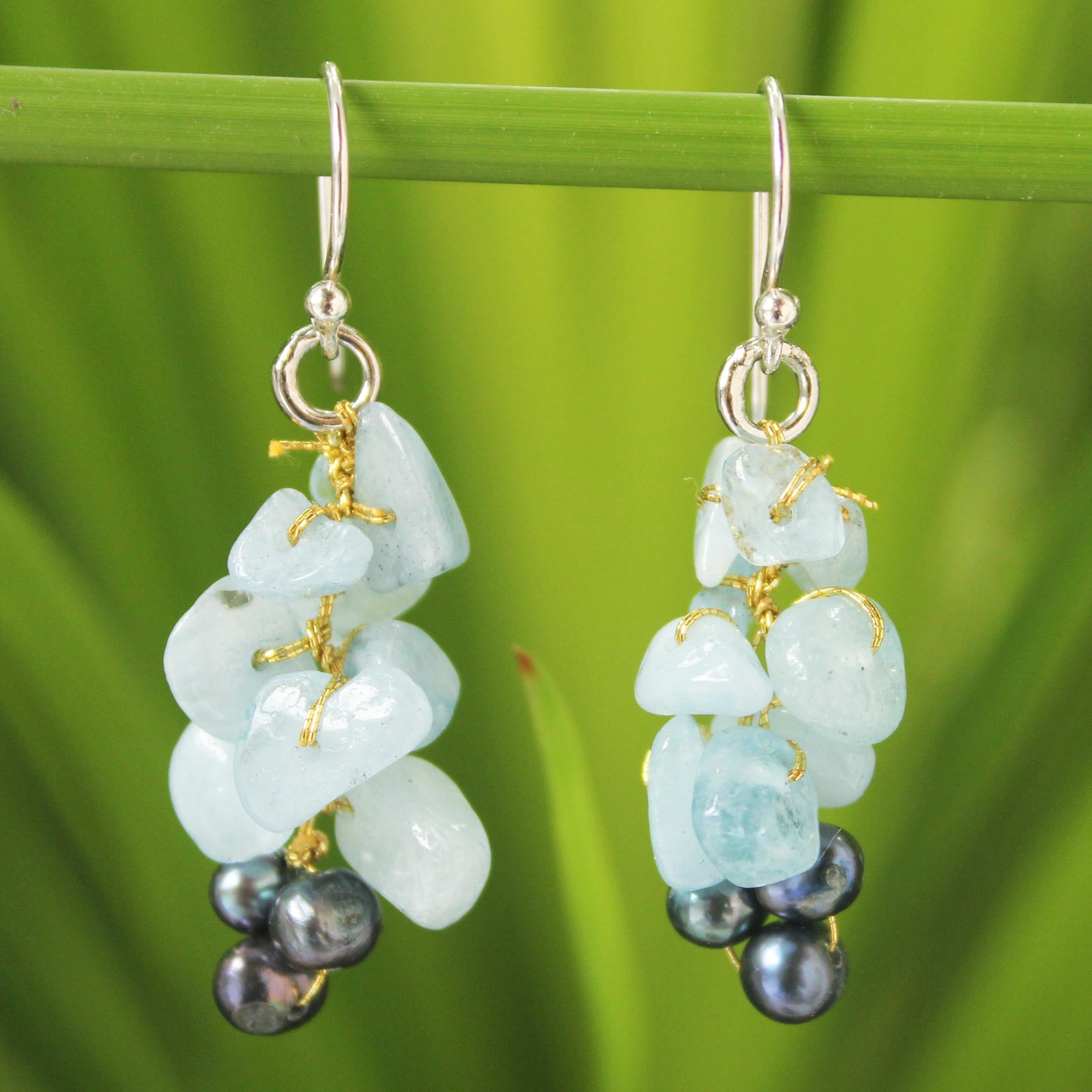 Premium Aquamarine Beaded Earrings – Ultimate Elegance