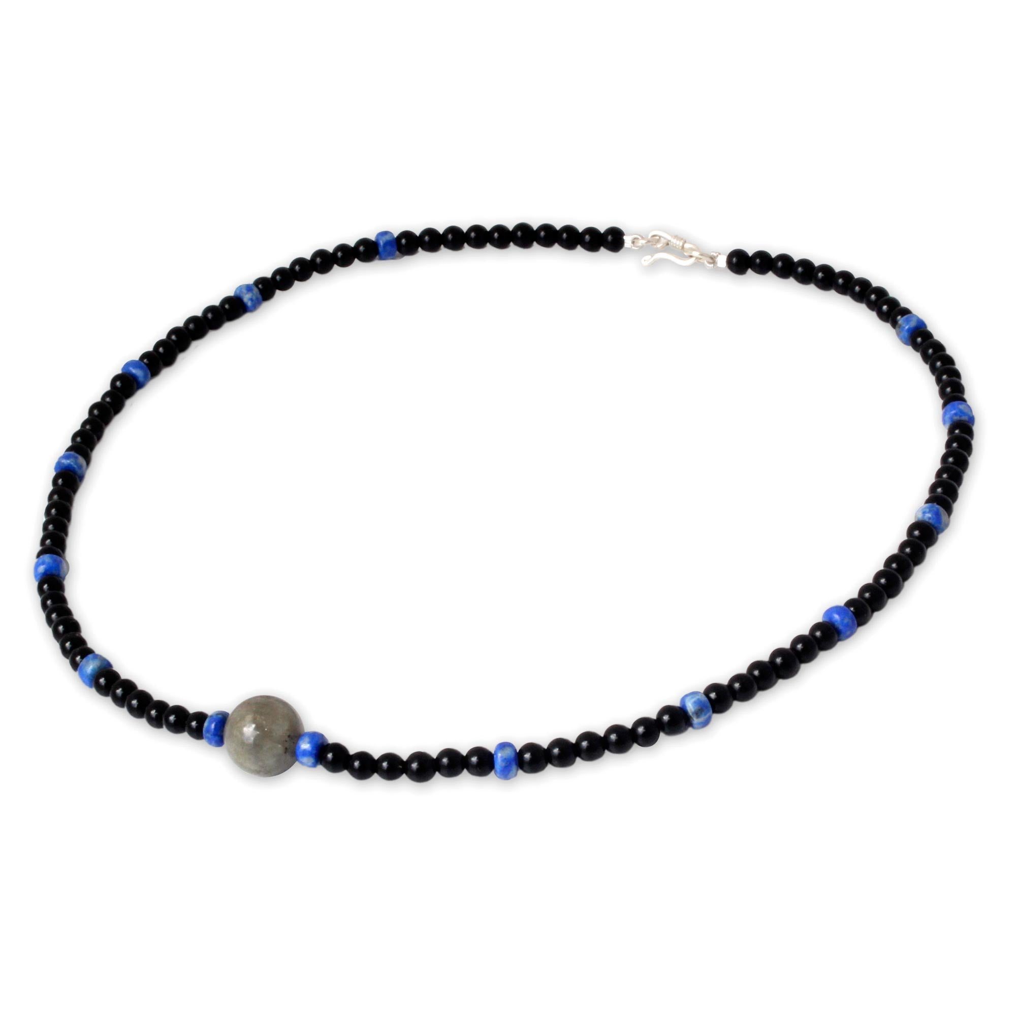 Neptune's Queen Premium Multi-Gem Onyx & Silver Necklace