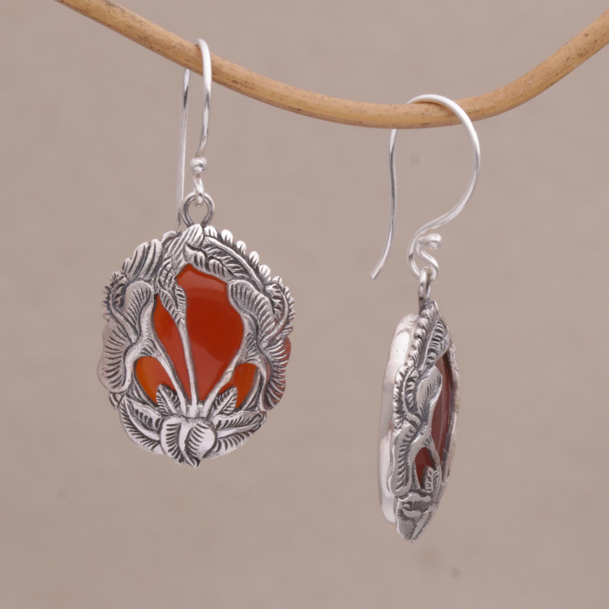 Premium Floral Plains Carnelian Dangle Earrings