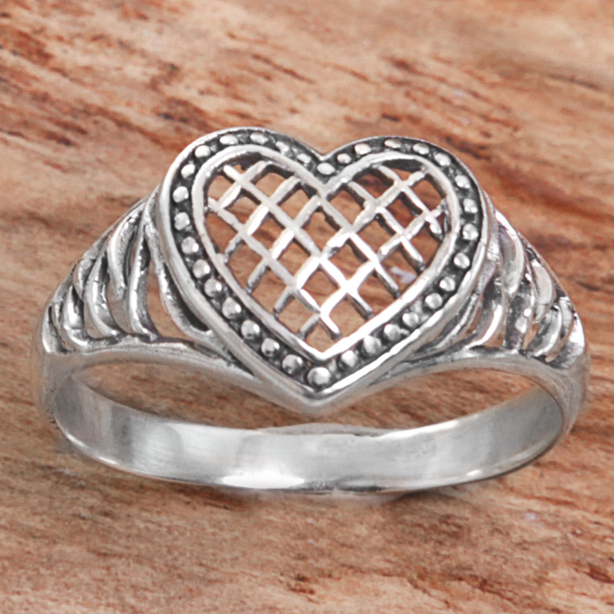 Premium Bali Heart Sterling Silver Cocktail Ring – Handcrafted Jewelry from Indonesia