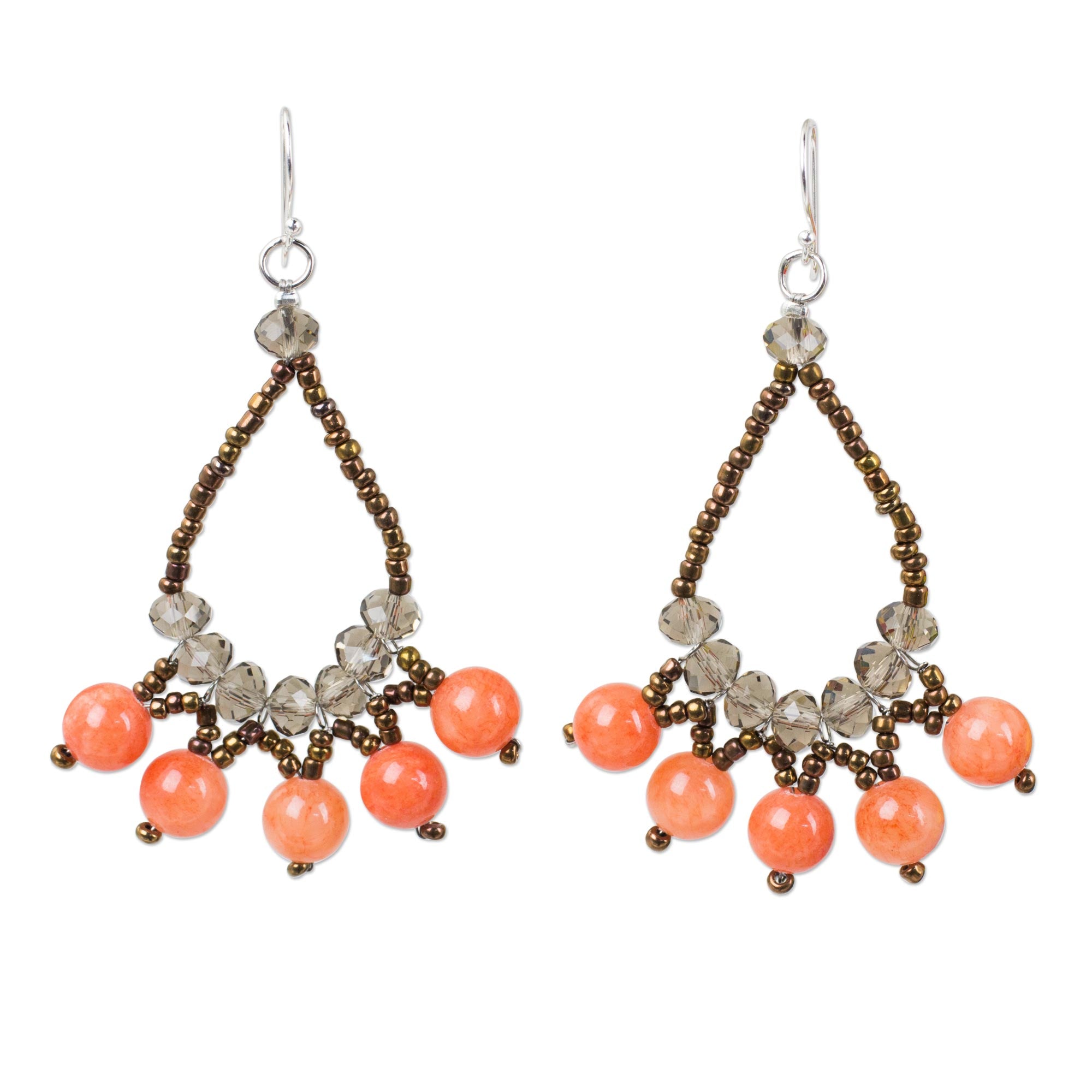 Premium Orange Harmony Handcrafted Beaded Earrings