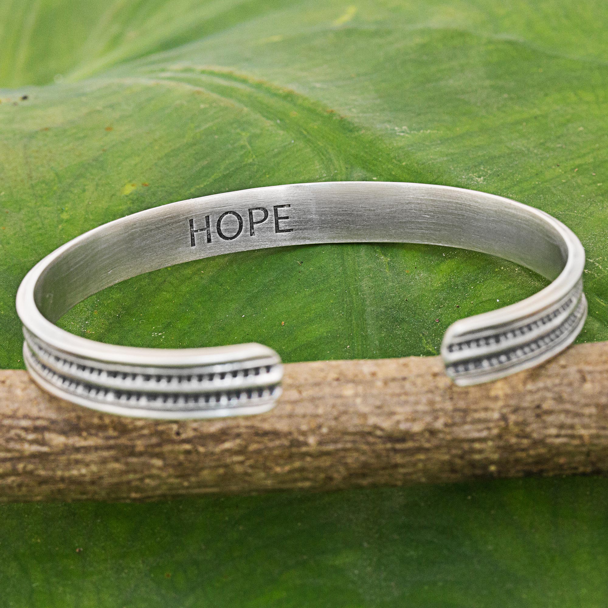 Premium Sterling Silver 'Hope' Cuff Bracelet - Handcrafted by Thai Artisans