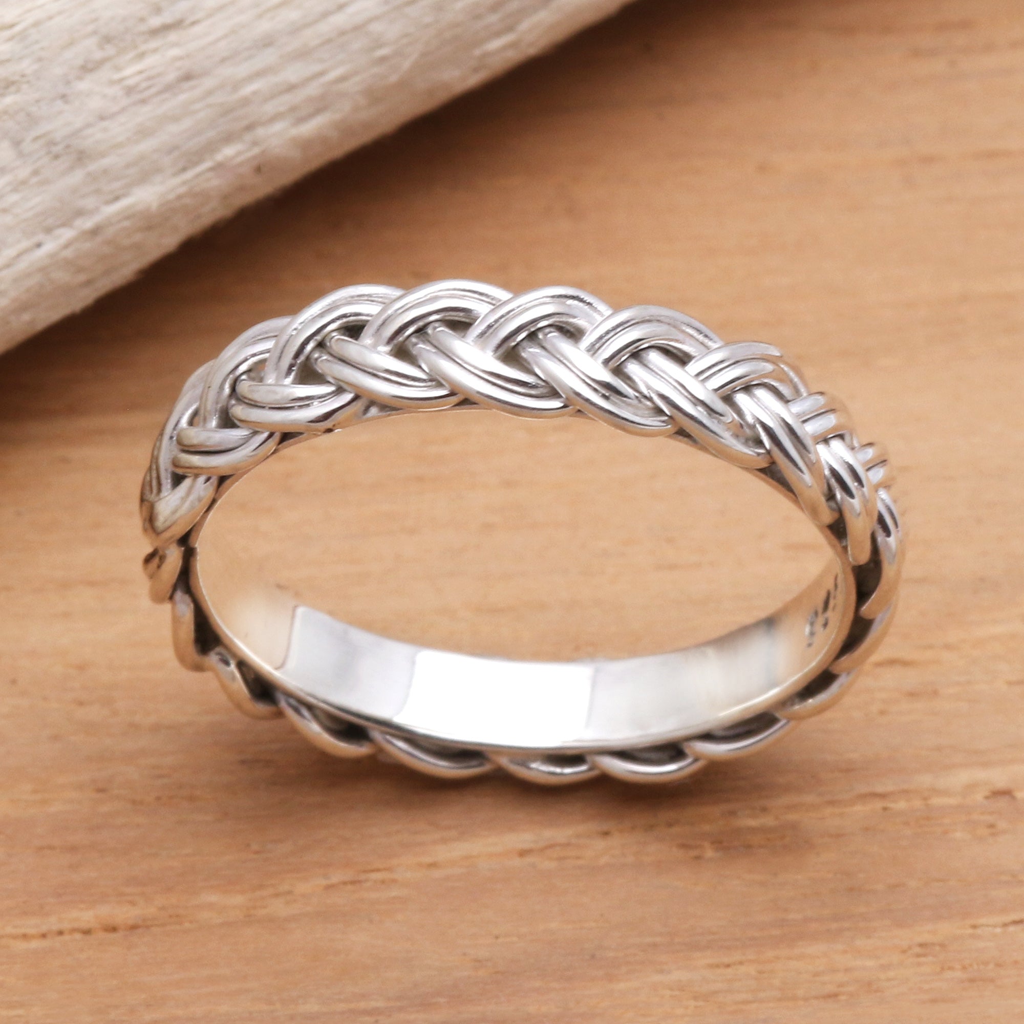 Premium Amlapura Braided Sterling Silver Ring for Women - Elegant & Handcrafted