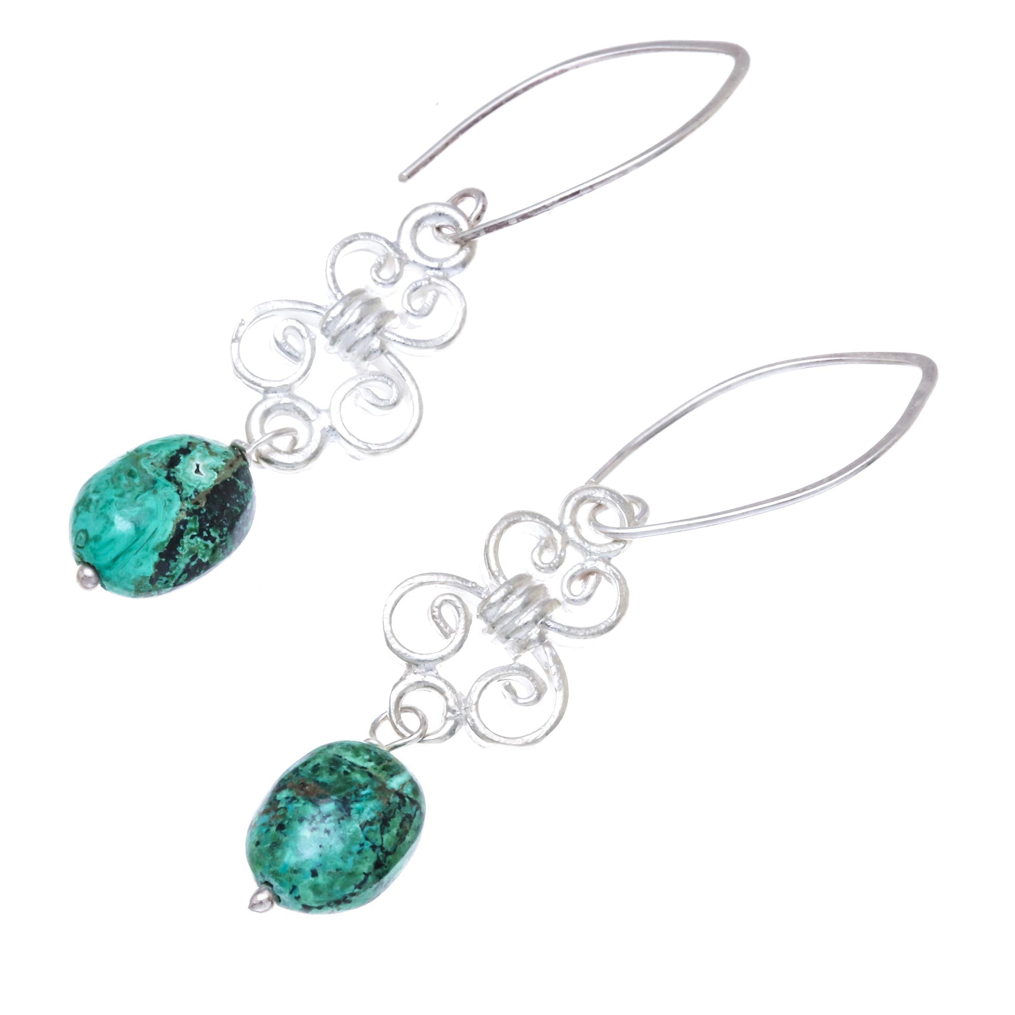 Premium Malachite Dangle Earrings - Elegant Wind Design