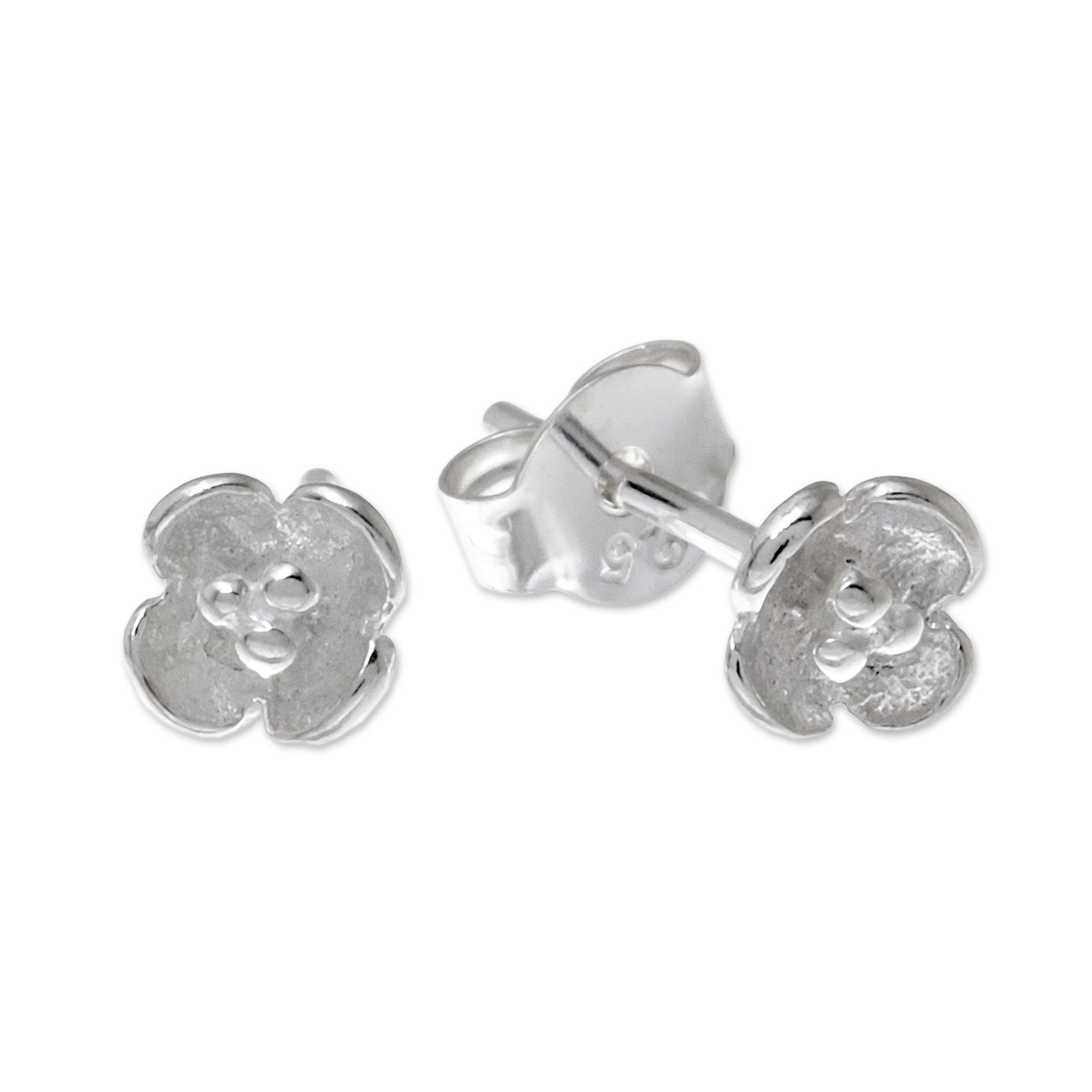 Premium Pollinators Floral Sterling Silver Stud Earrings - Handcrafted in Thailand