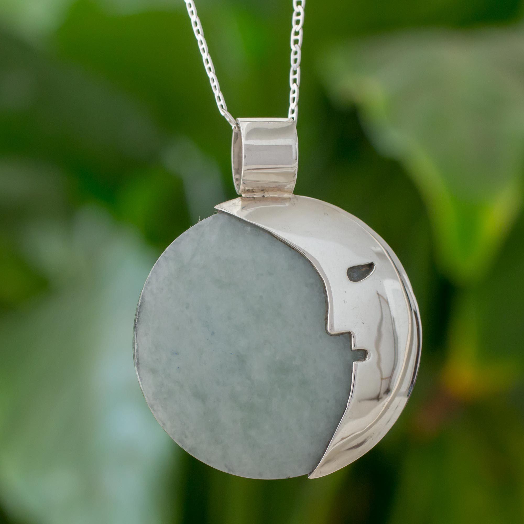 Premium Moon Eclipse Jade Pendant Necklace