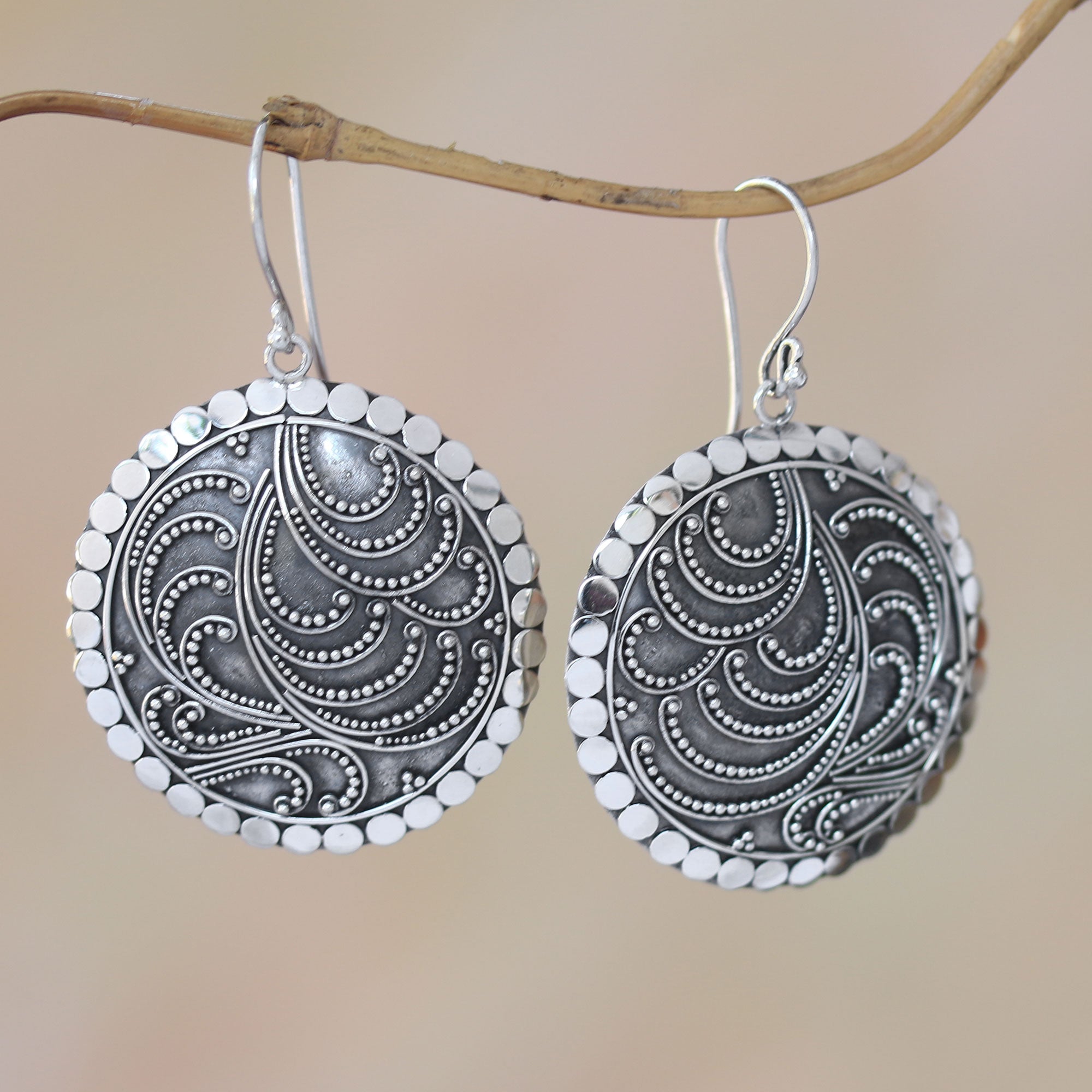 Premium Bali Artisan Sterling Silver Dangle Earrings - Sun Empress Collection