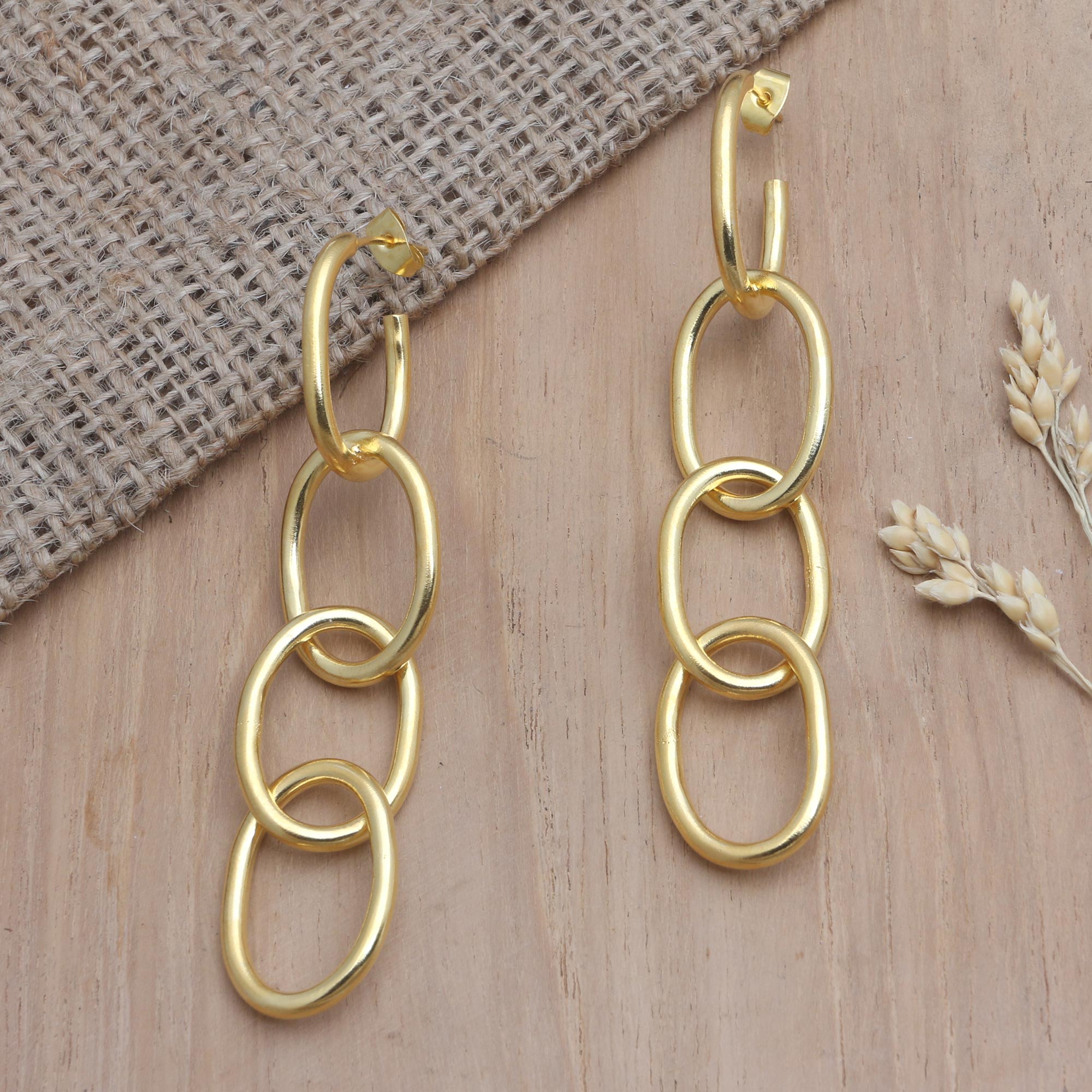 Ultimate Luxe Gold-Plated Chain Link Dangle Earrings