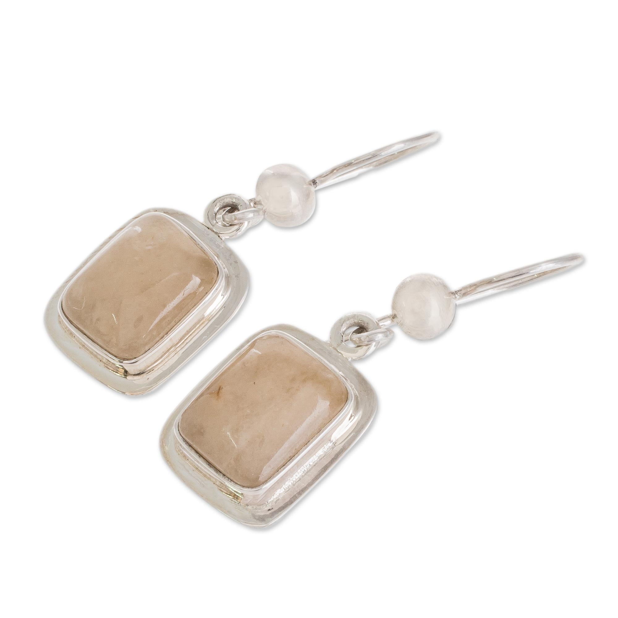 Premium Maya Sunbeam Quartz & Silver Dangle Earrings - Handcrafted Elegance