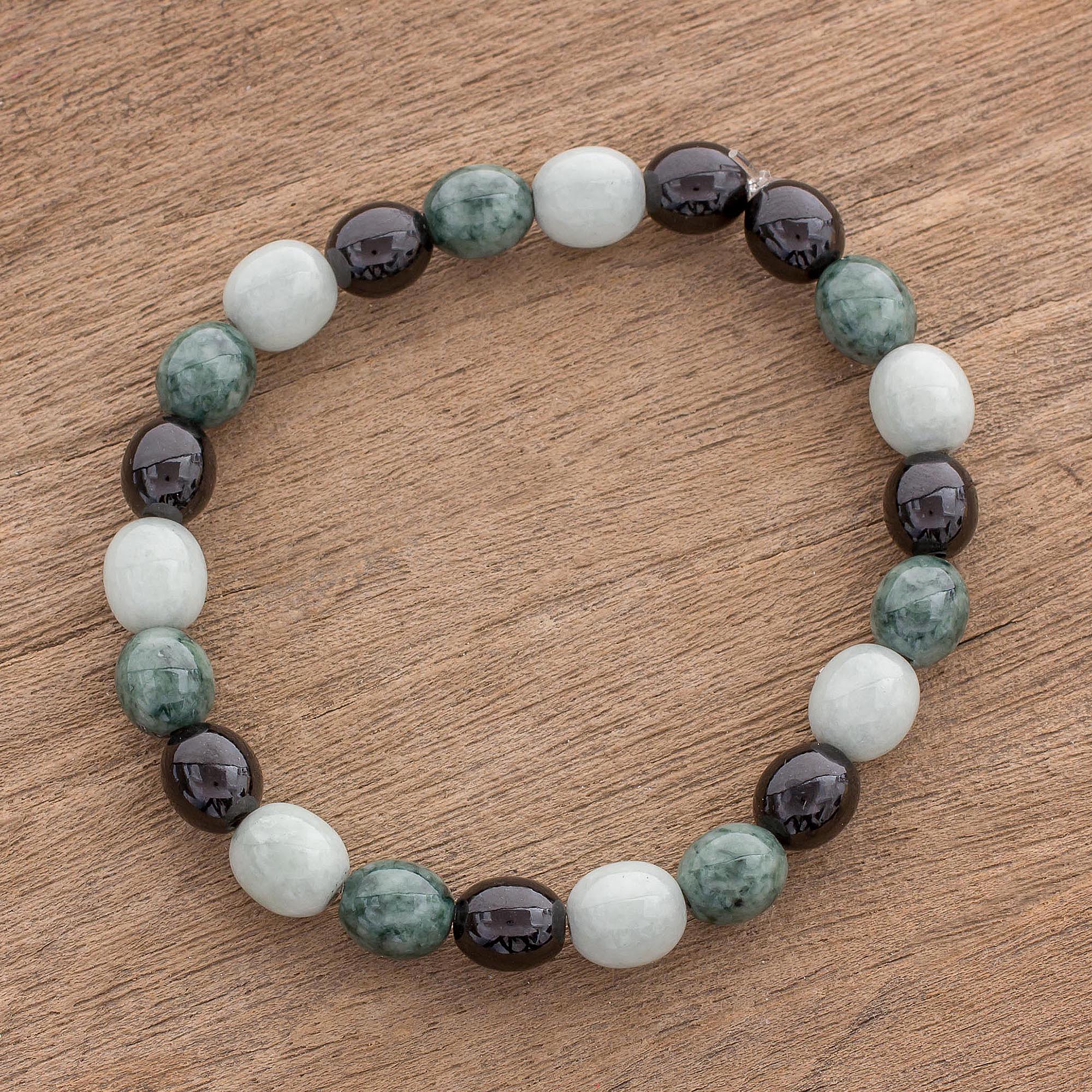 Premium Natural Jade Stretch Bracelet - Light & Shade Collection