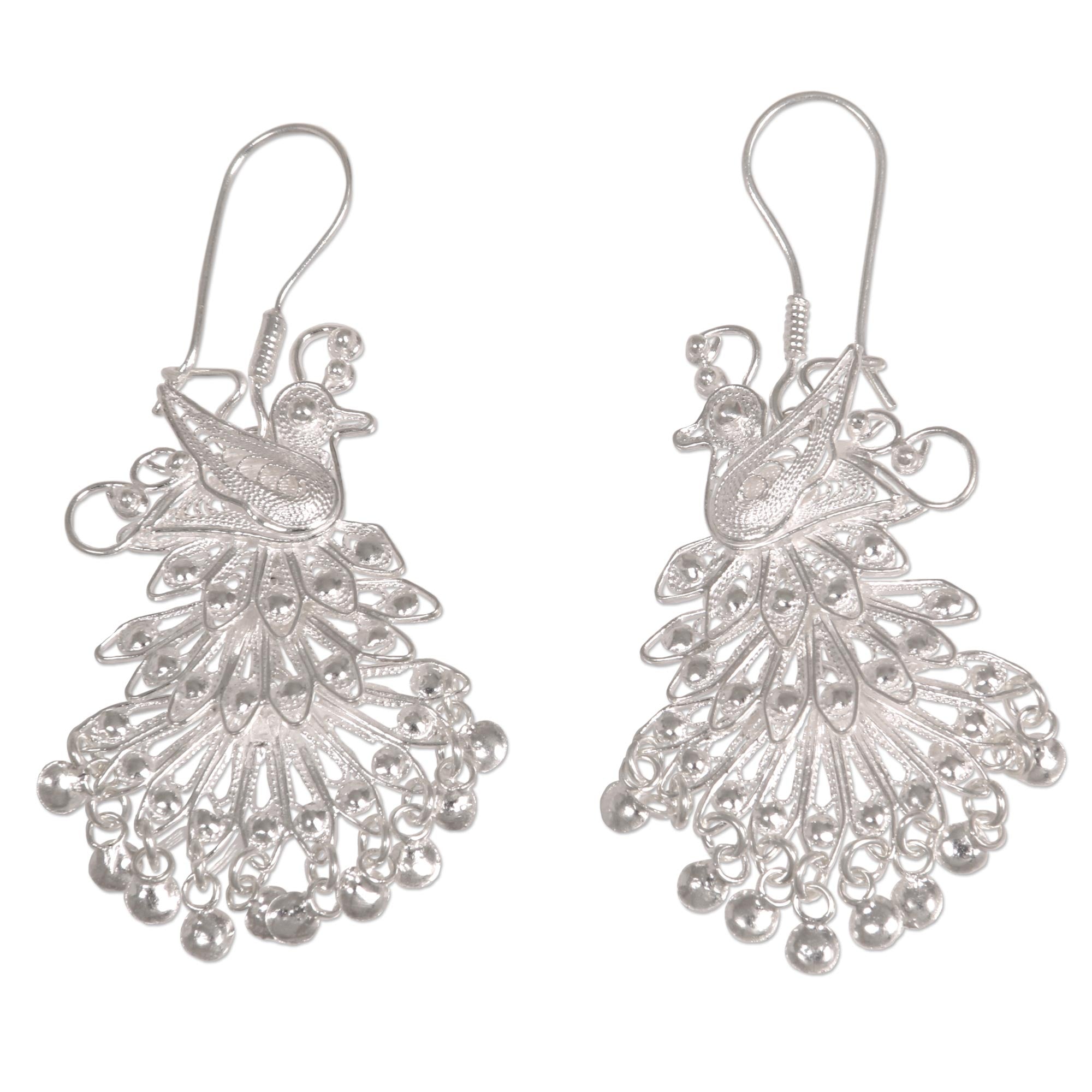 Premium Royal Peacock Sterling Silver Bridal Earrings