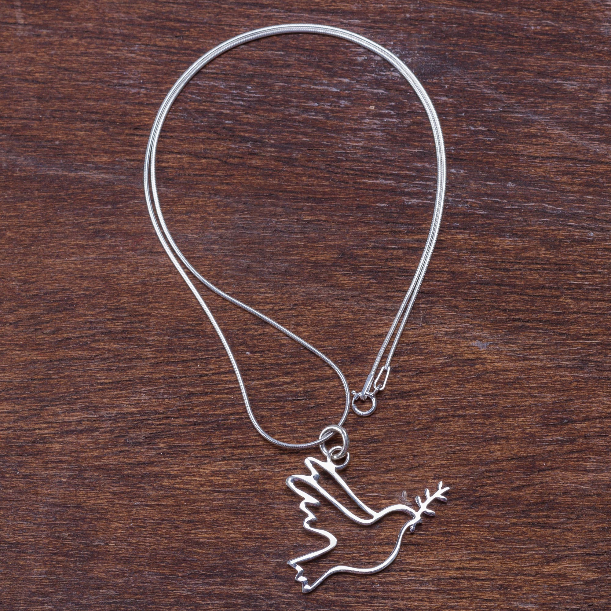 Premium Quechua Dove Sterling Silver Necklace - Handcrafted in Peru