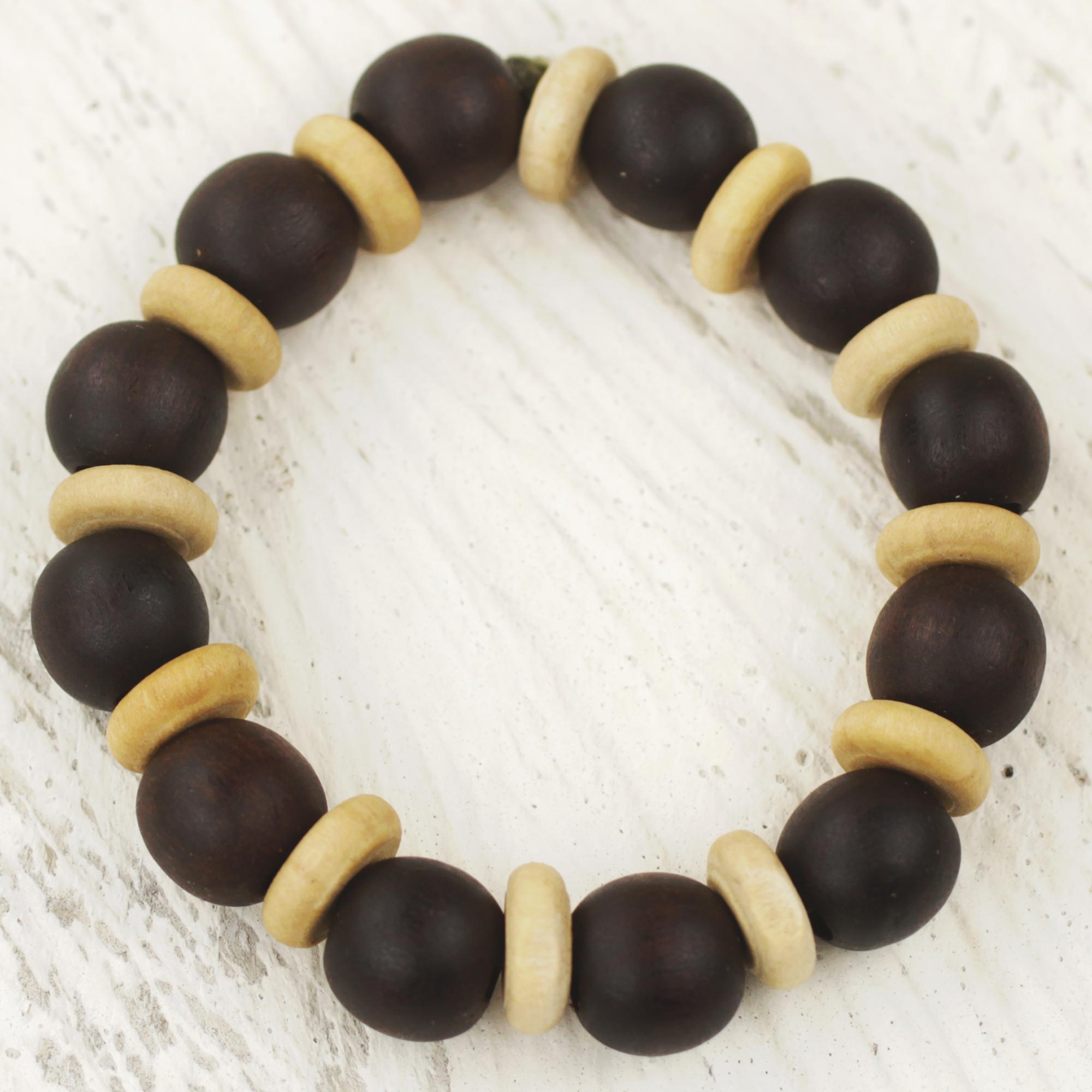 Premium Break Free Handcrafted Wood Bead Stretch Bracelet