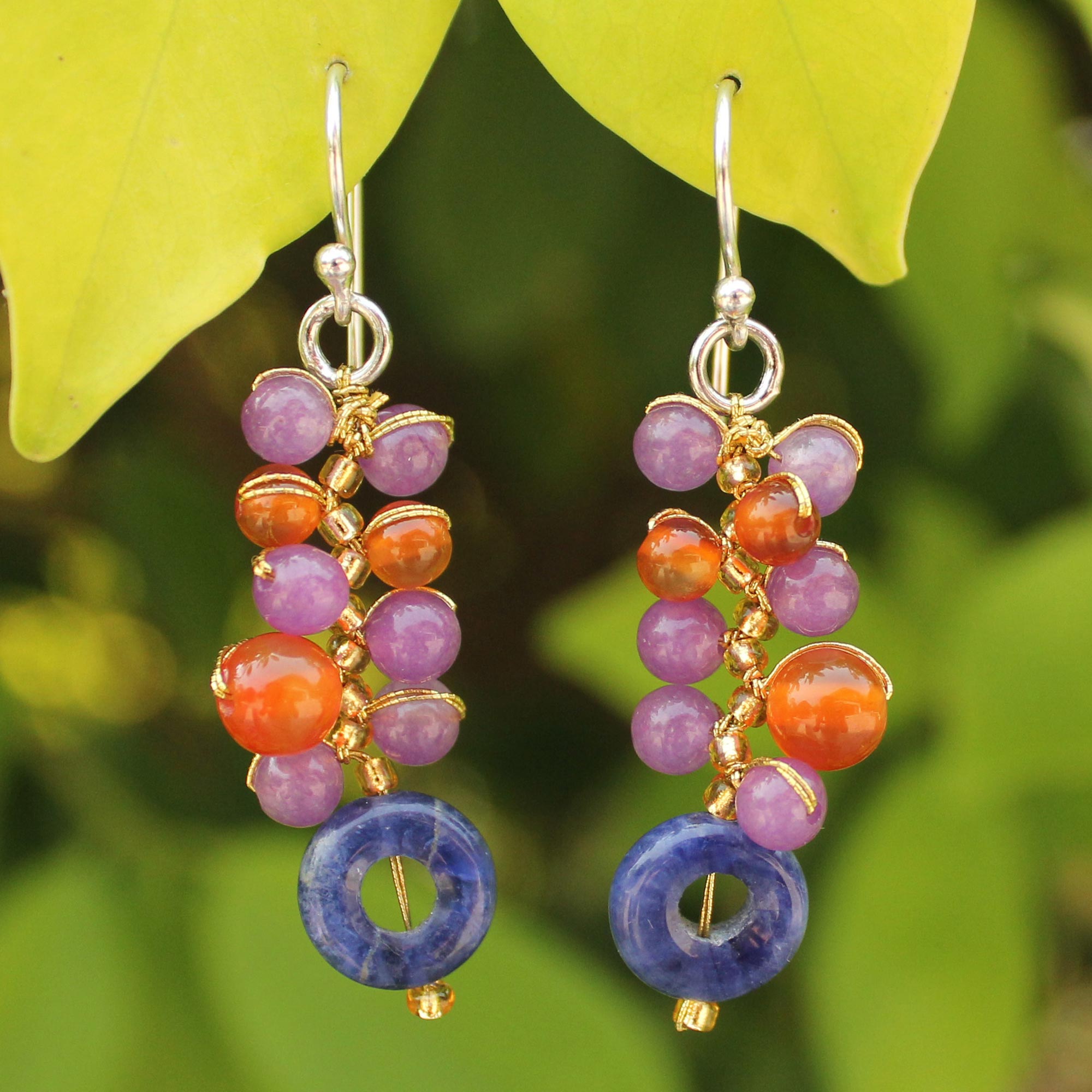 Premium Radiant Multi-Gemstone Dangle Earrings - Handcrafted Elegance